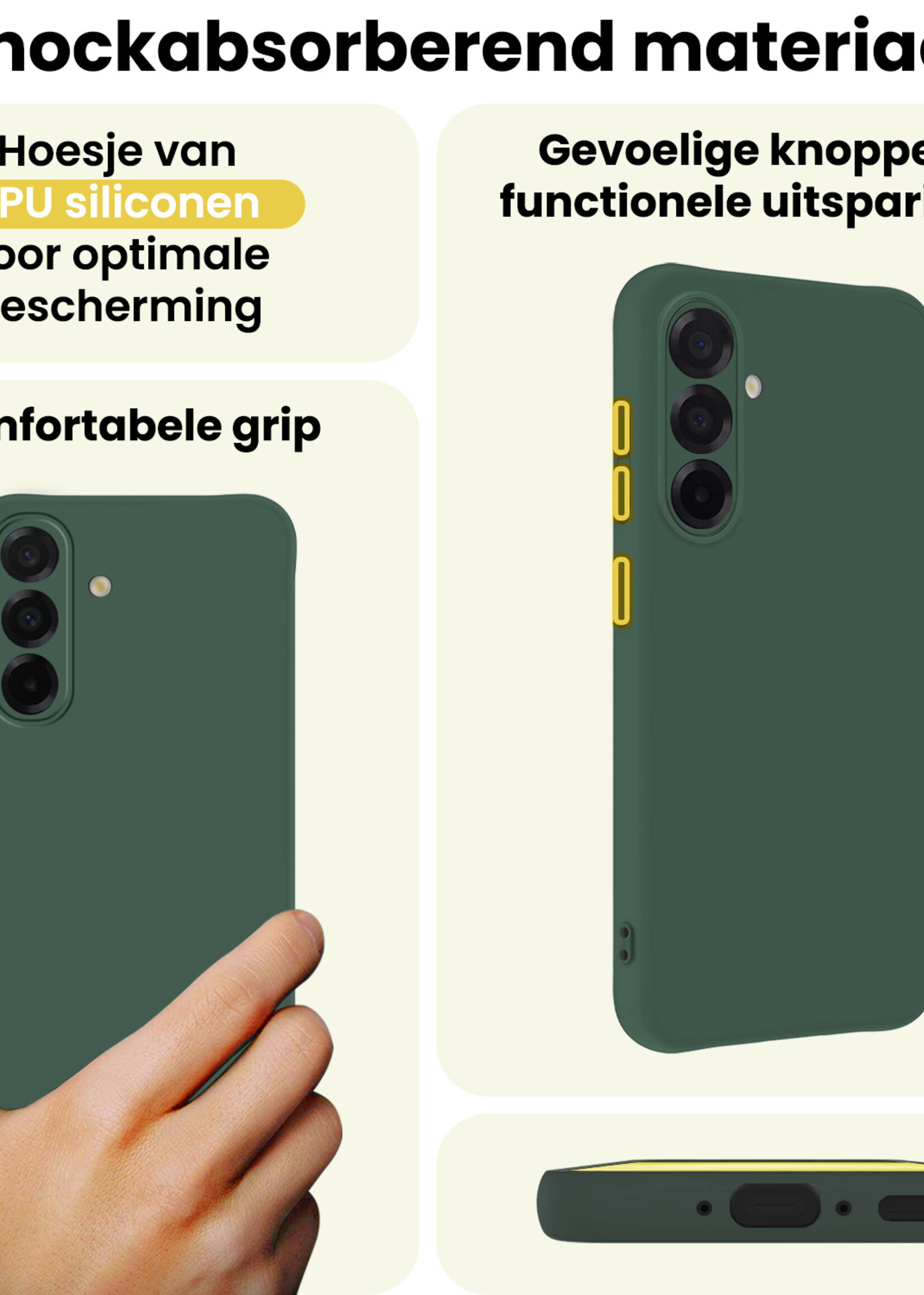 LUQ LUQ Samsung Galaxy A56 Hoesje Siliconen Met Screenprotector - Donkergroen
