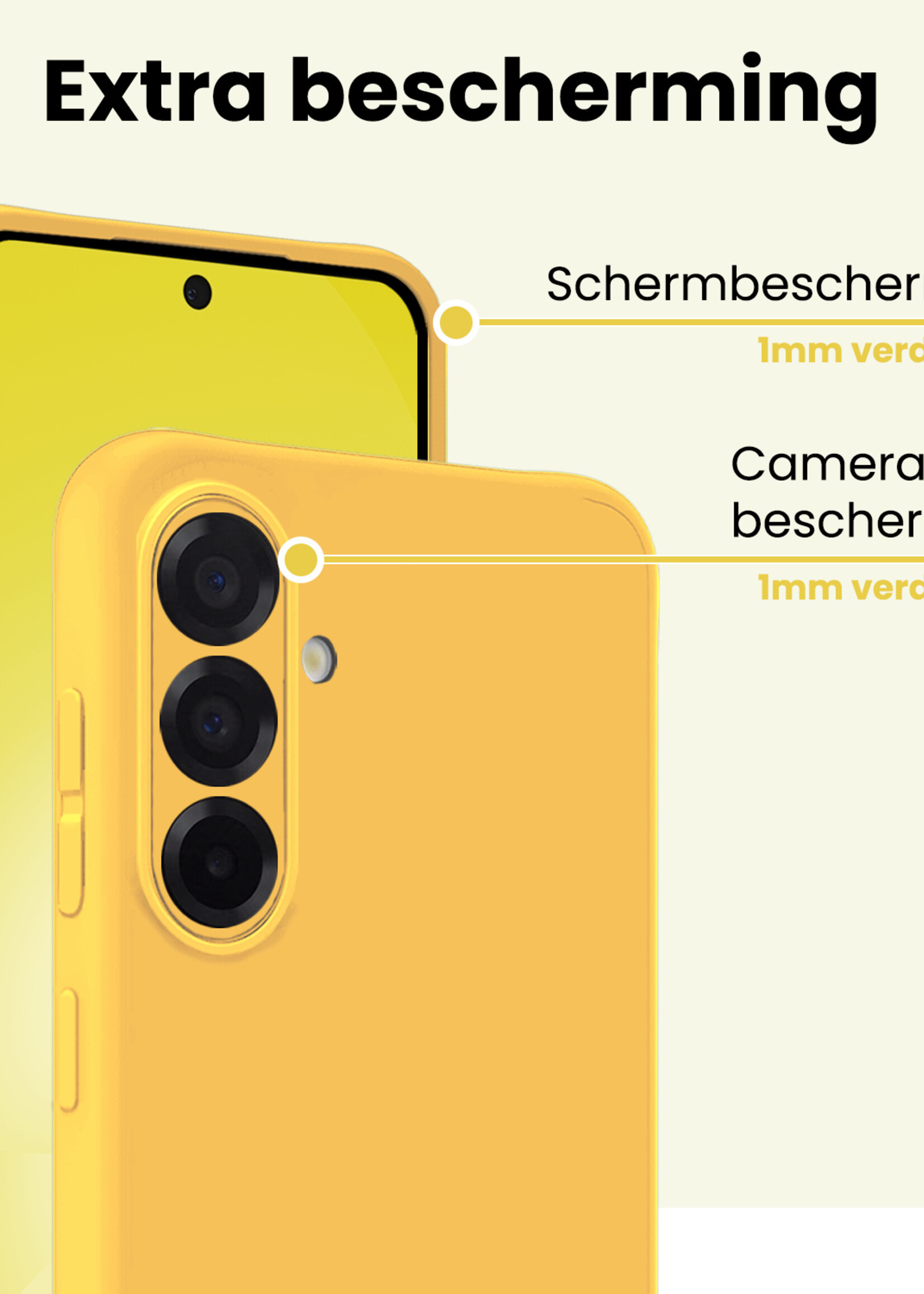 LUQ LUQ Samsung Galaxy A56 Hoesje Siliconen Met Screenprotector - Geel