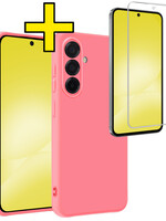 LUQ LUQ Samsung Galaxy A56 Hoesje Siliconen Met Screenprotector - Lichtroze