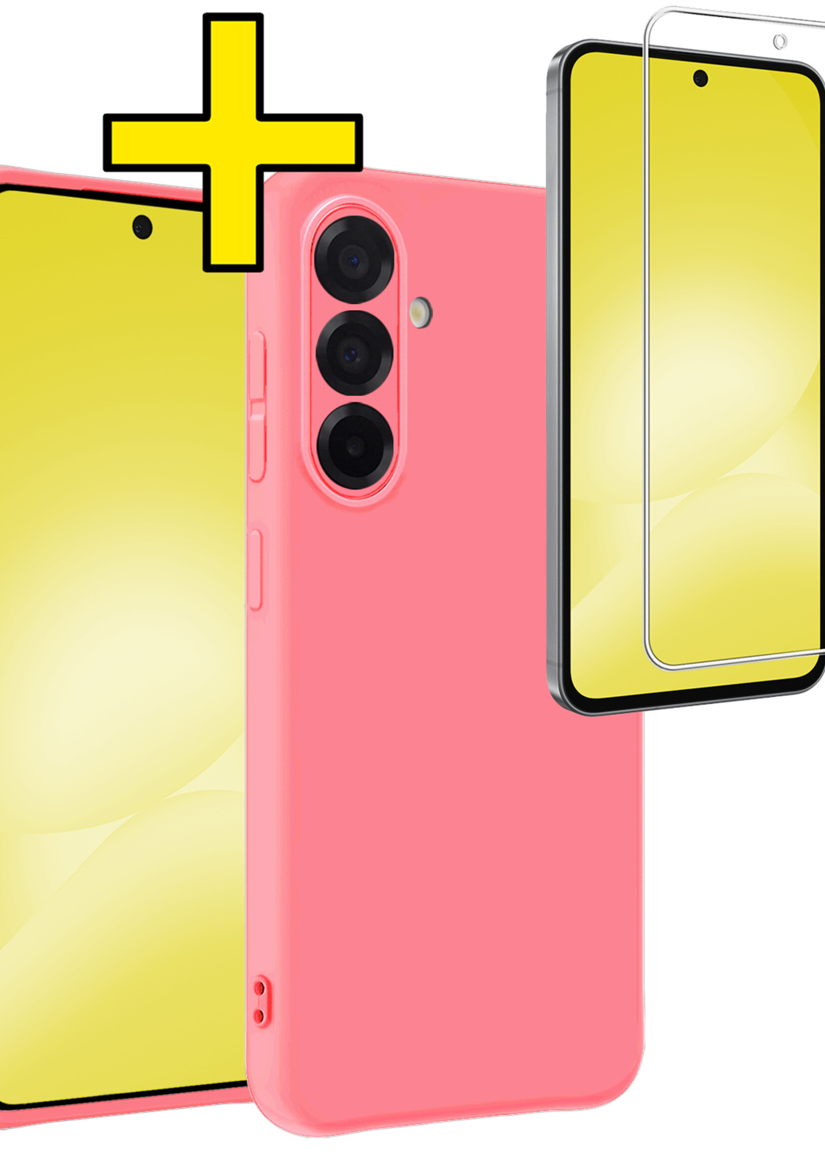 LUQ LUQ Samsung Galaxy A56 Hoesje Siliconen Met Screenprotector - Lichtroze