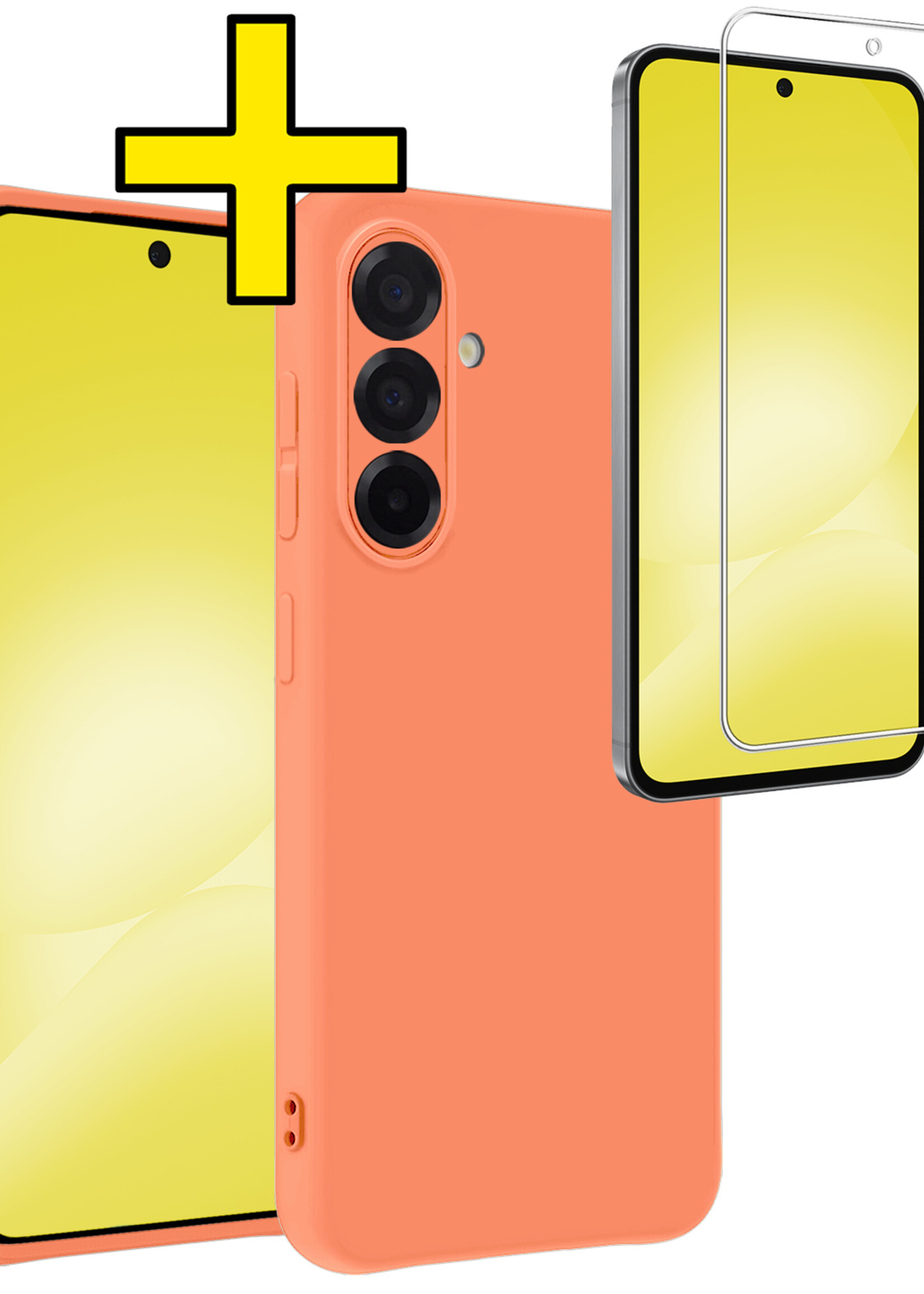 LUQ LUQ Samsung Galaxy A56 Hoesje Siliconen Met Screenprotector - Perzik