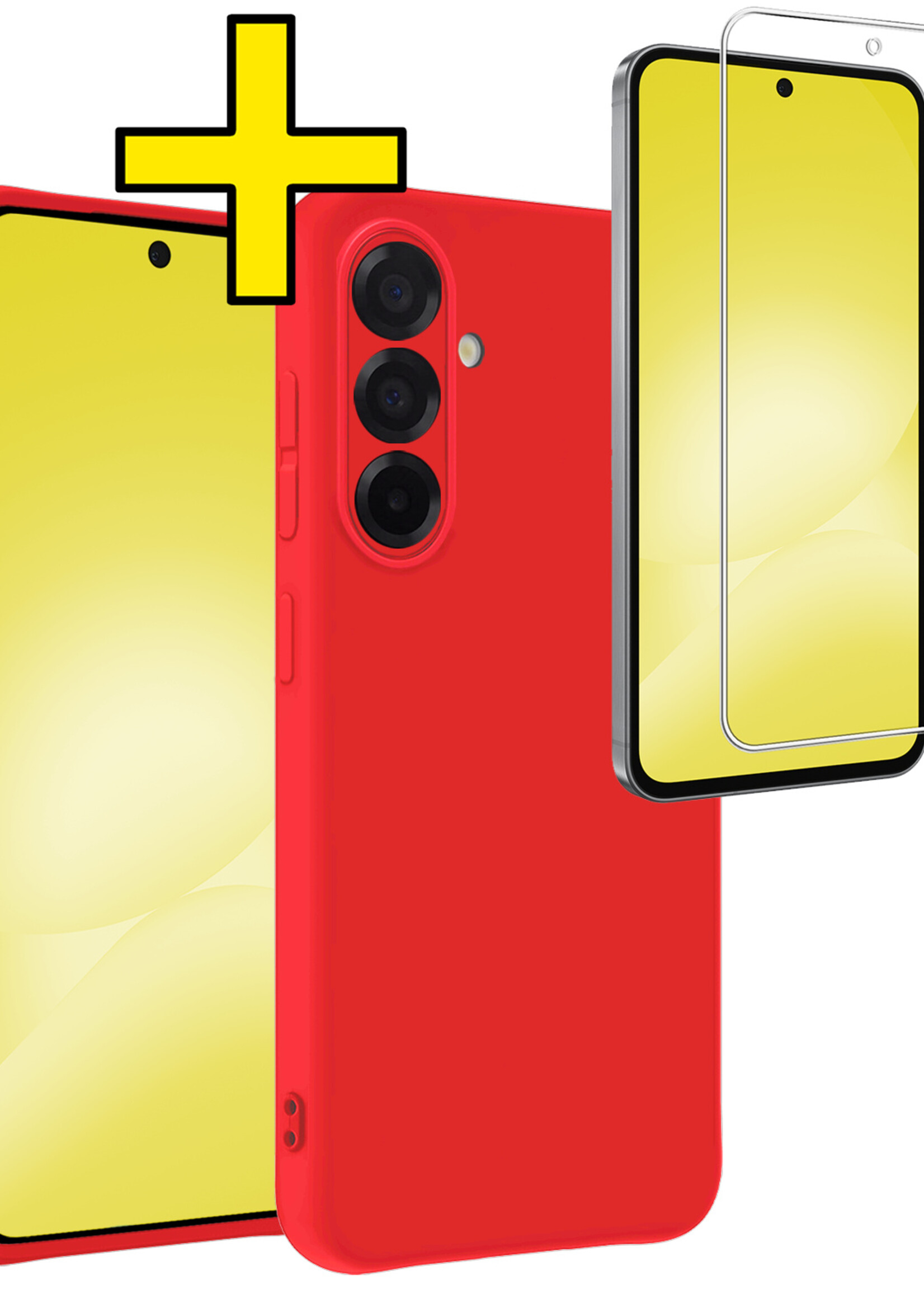 LUQ LUQ Samsung Galaxy A56 Hoesje Siliconen Met Screenprotector - Rood