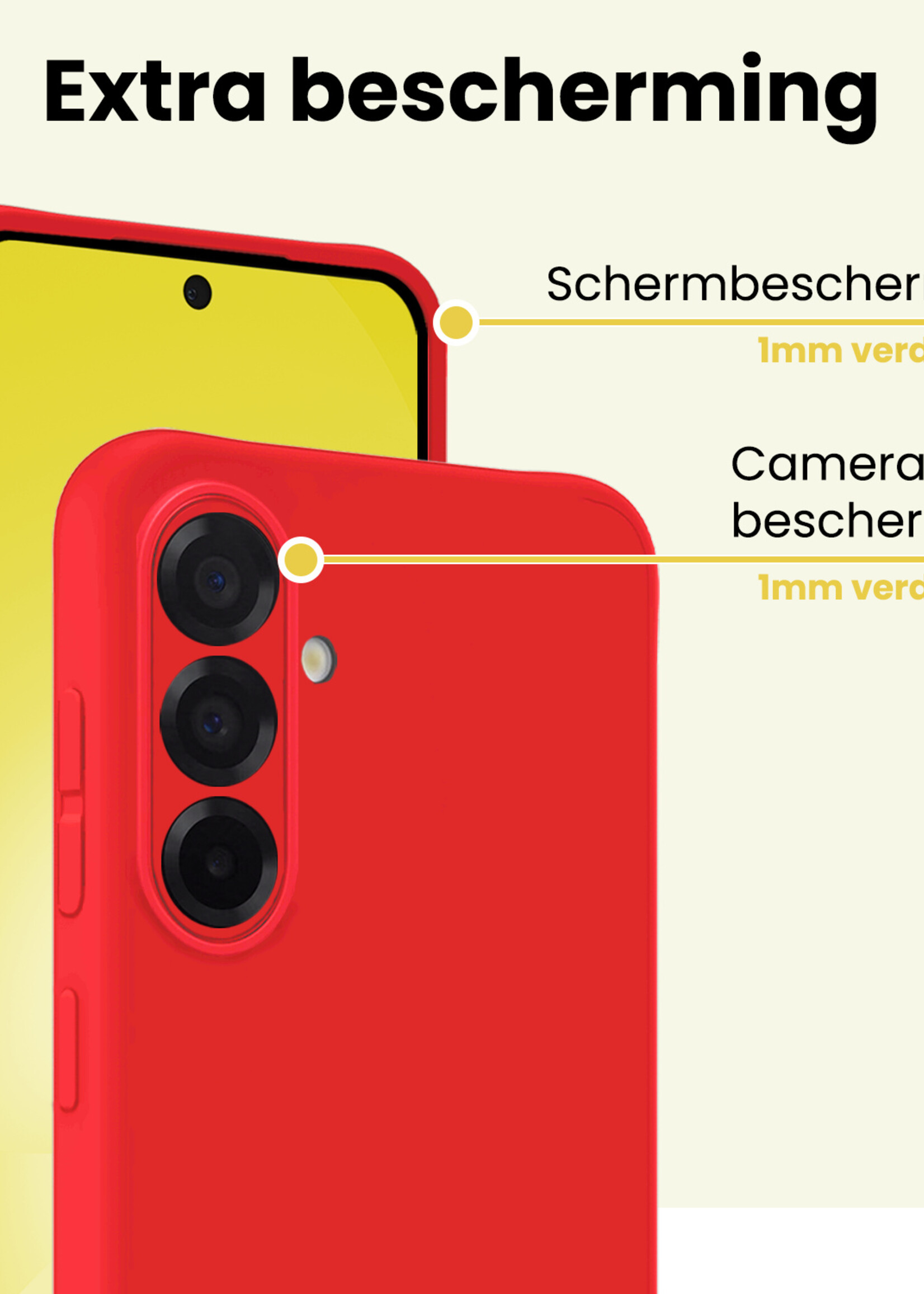 LUQ LUQ Samsung Galaxy A56 Hoesje Siliconen Met Screenprotector - Rood