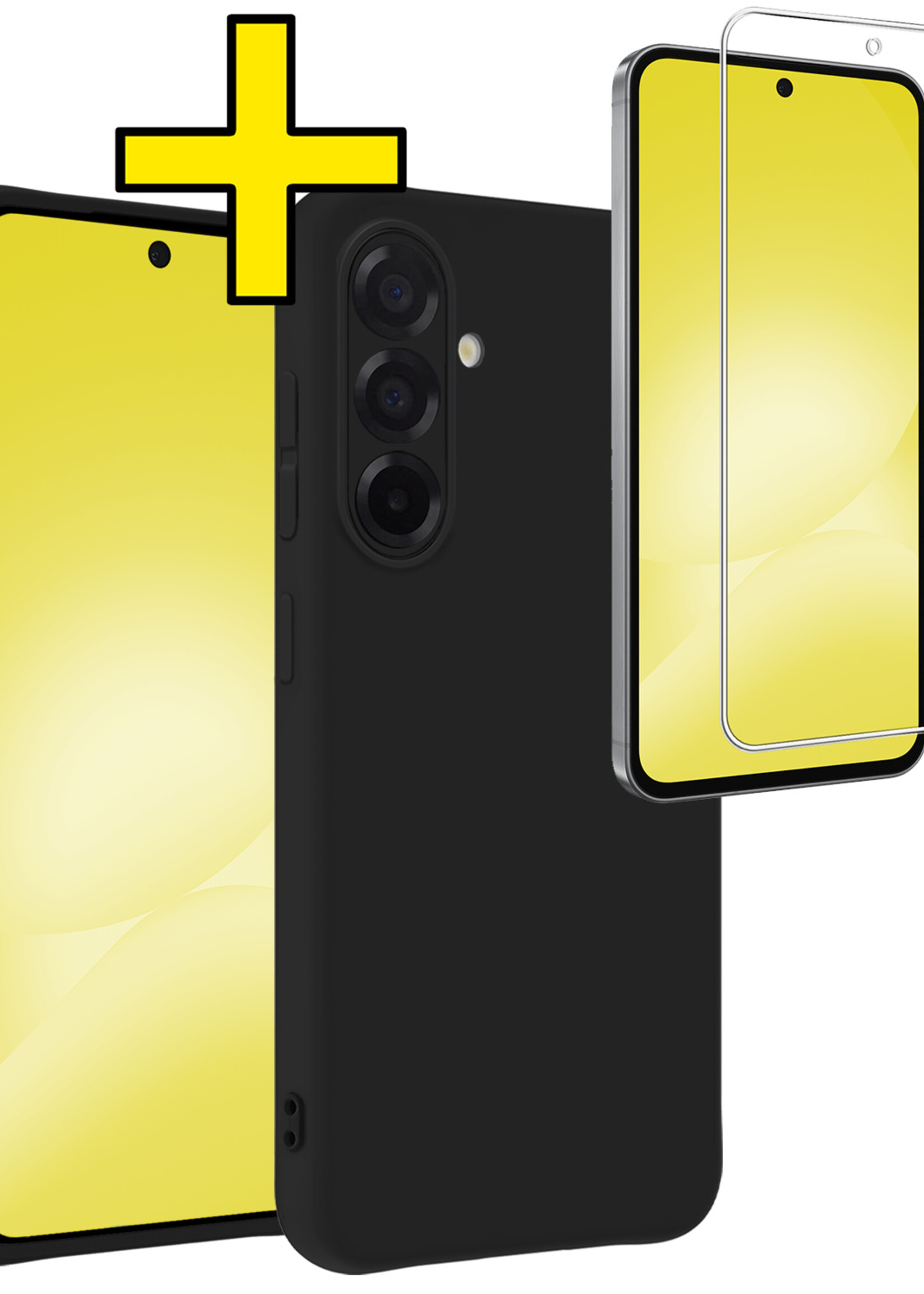 LUQ LUQ Samsung Galaxy A56 Hoesje Siliconen Met Screenprotector - Zwart