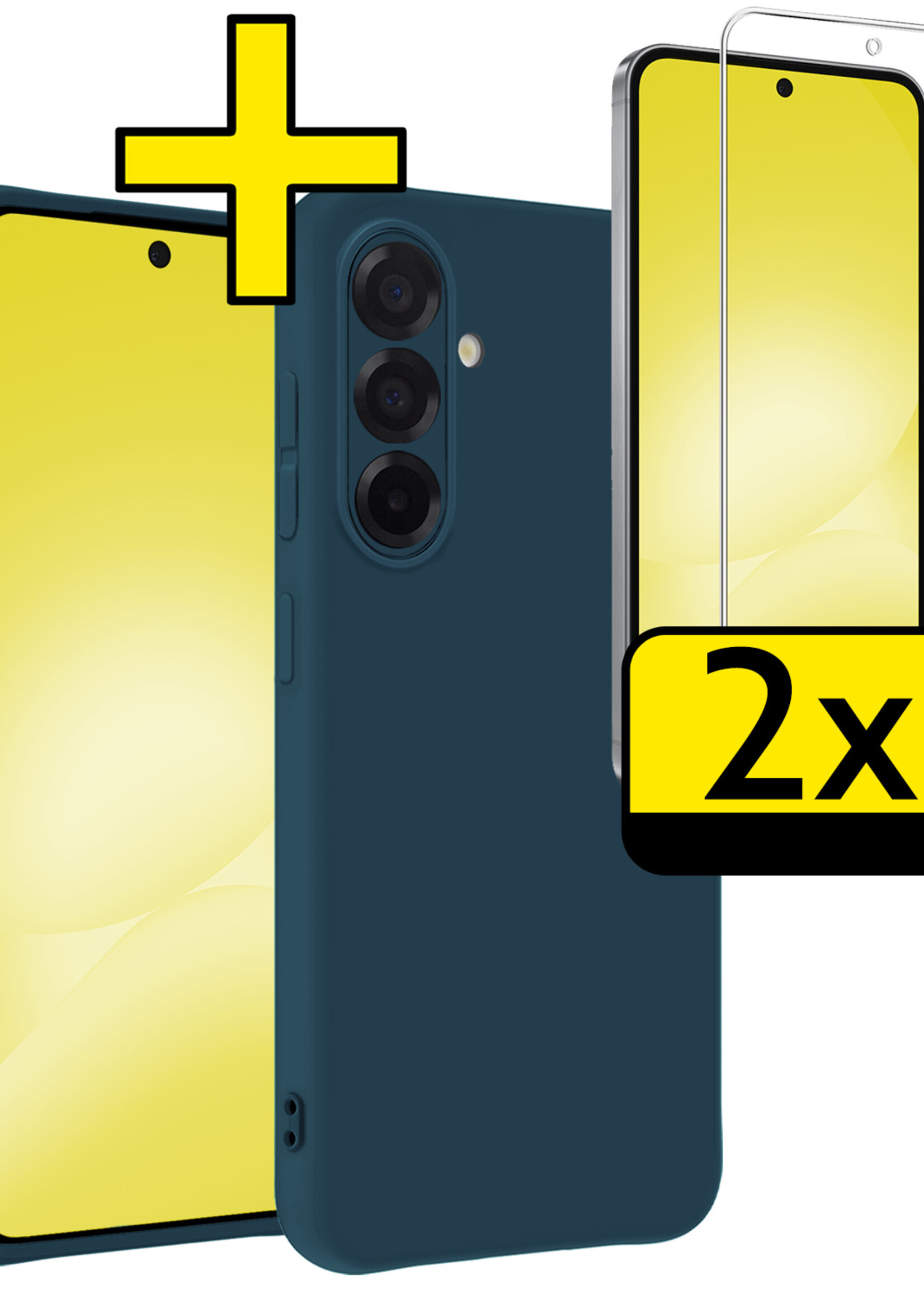 LUQ LUQ Samsung Galaxy A56 Hoesje Siliconen Met 2x Screenprotector - Donkerblauw