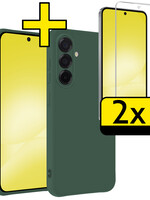 LUQ LUQ Samsung Galaxy A56 Hoesje Siliconen Met 2x Screenprotector - Donkergroen