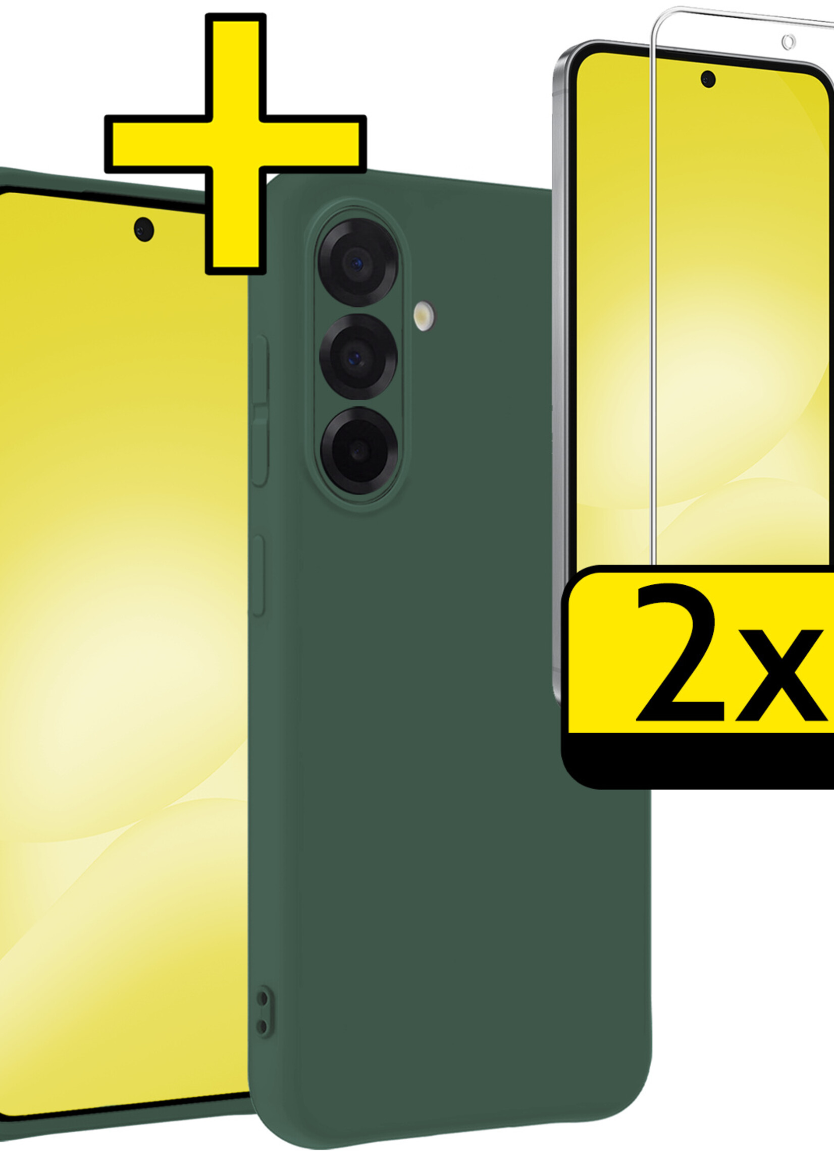 LUQ LUQ Samsung Galaxy A56 Hoesje Siliconen Met 2x Screenprotector - Donkergroen