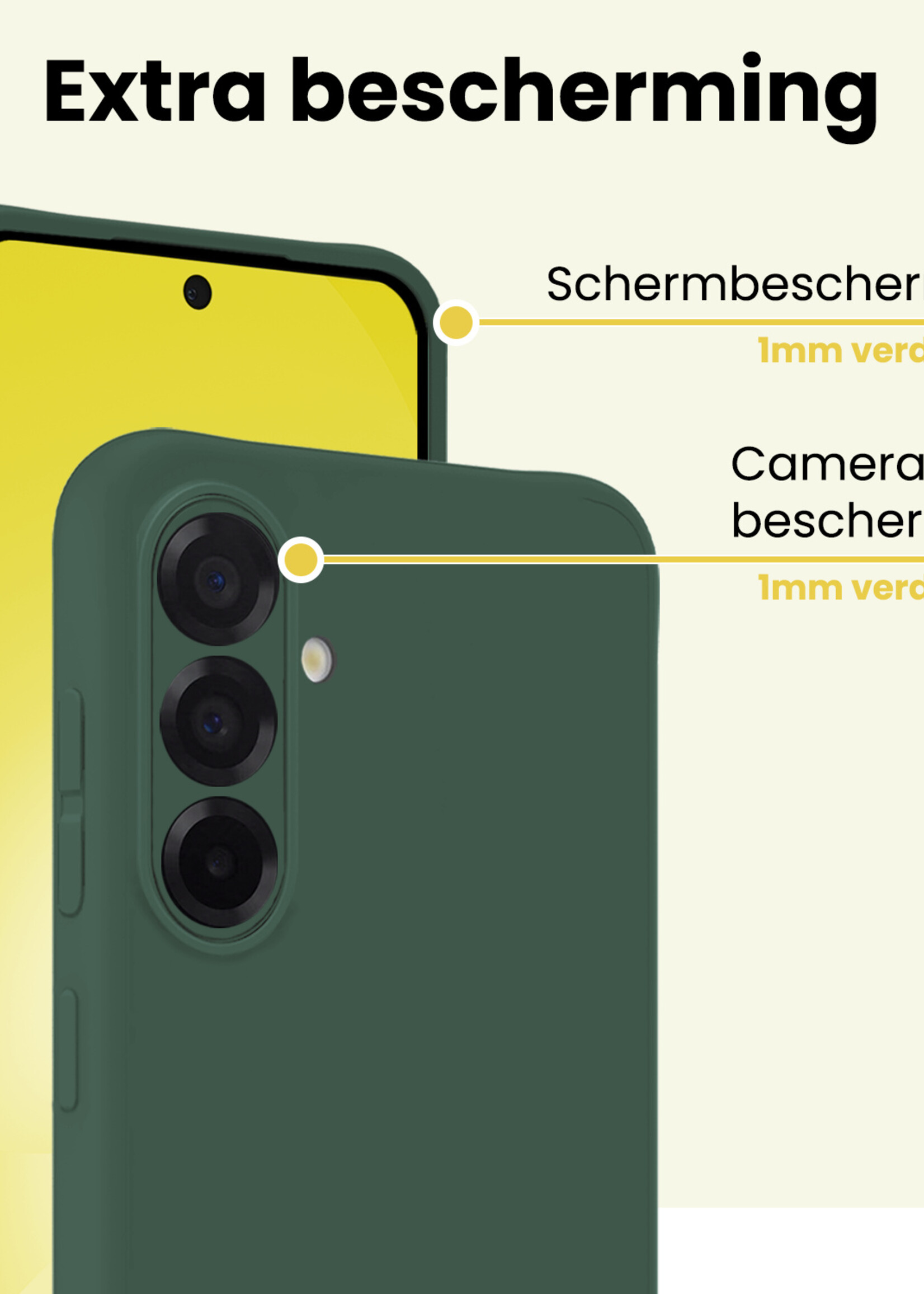 LUQ LUQ Samsung Galaxy A56 Hoesje Siliconen Met 2x Screenprotector - Donkergroen