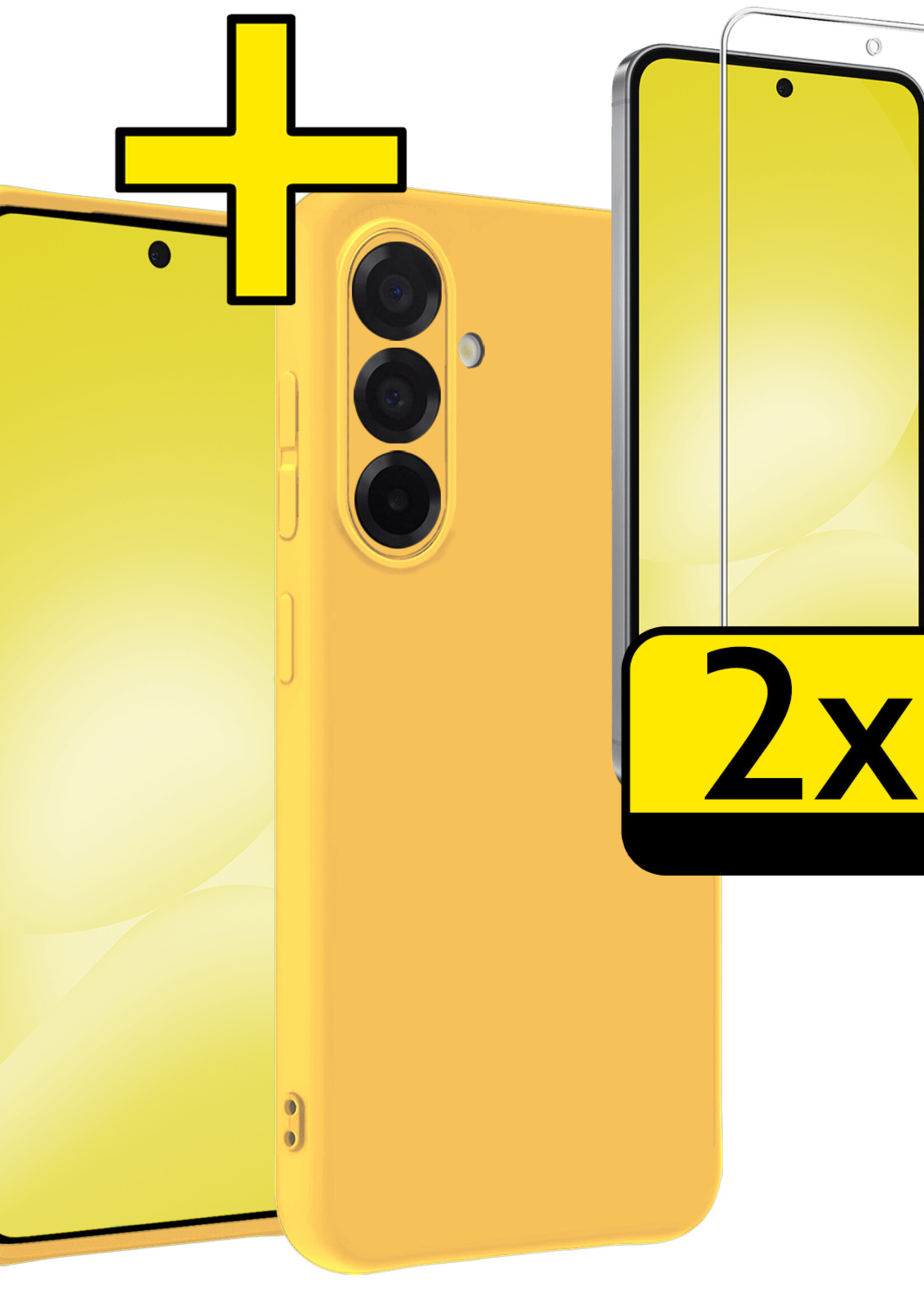 LUQ LUQ Samsung Galaxy A56 Hoesje Siliconen Met 2x Screenprotector - Geel