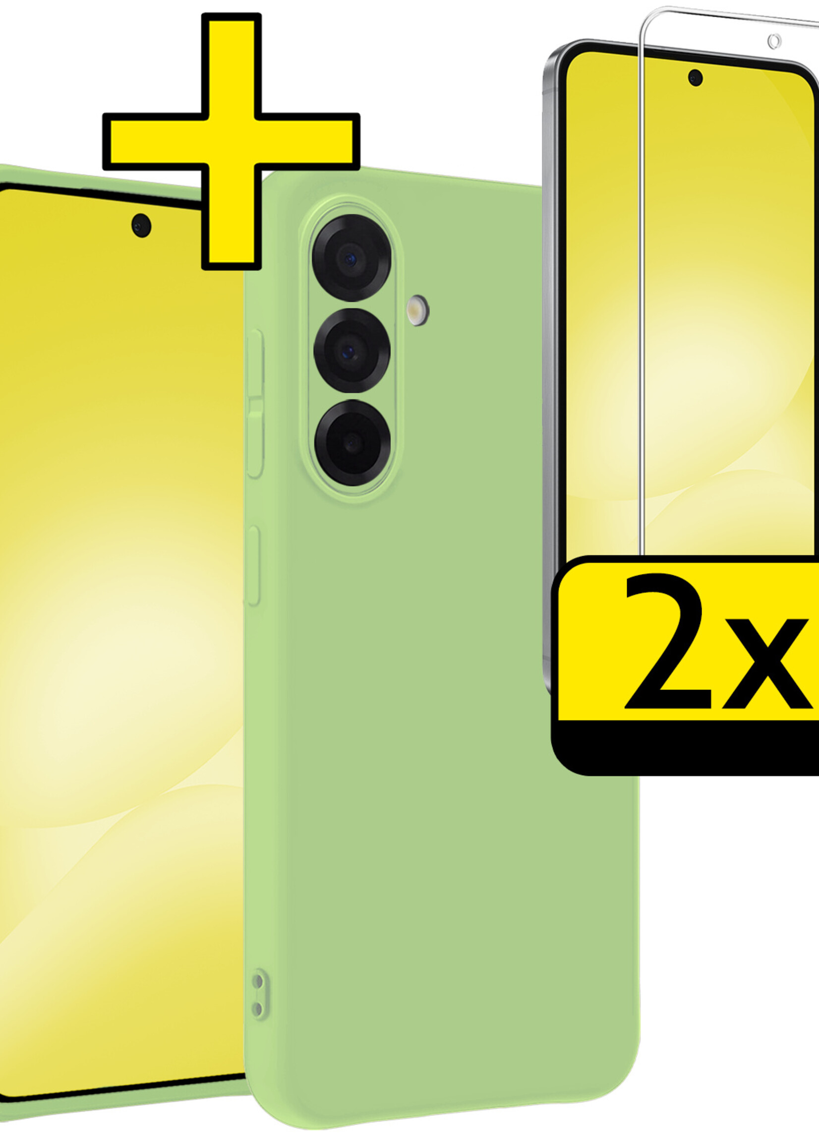 LUQ LUQ Samsung Galaxy A56 Hoesje Siliconen Met 2x Screenprotector - Groen