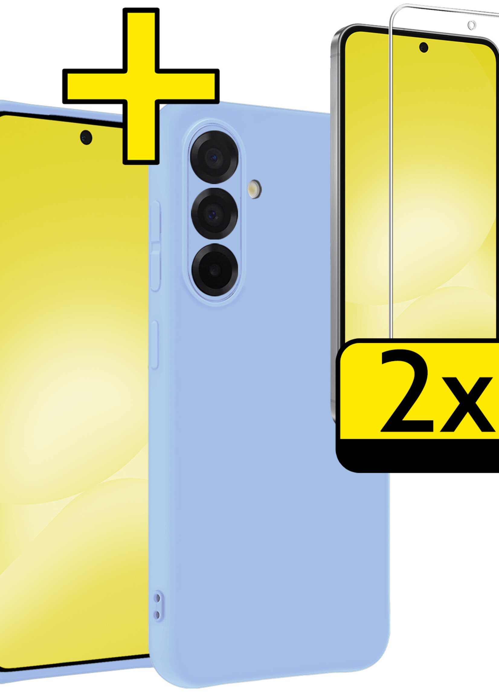 LUQ LUQ Samsung Galaxy A56 Hoesje Siliconen Met 2x Screenprotector - Lichtblauw