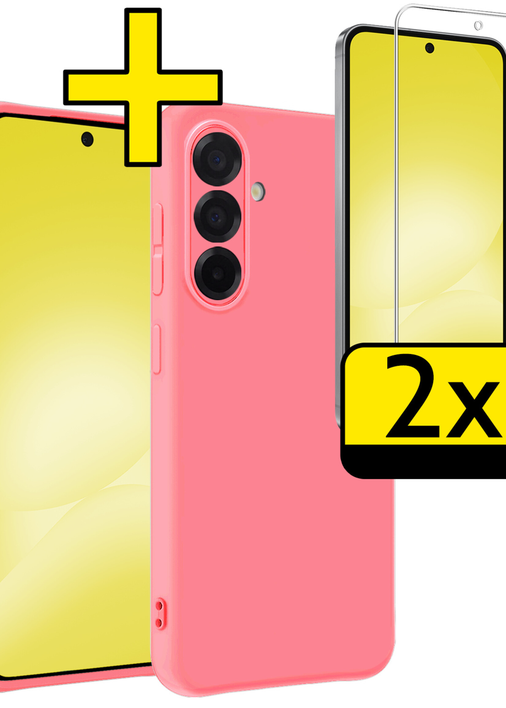 LUQ LUQ Samsung Galaxy A56 Hoesje Siliconen Met 2x Screenprotector - Lichtroze