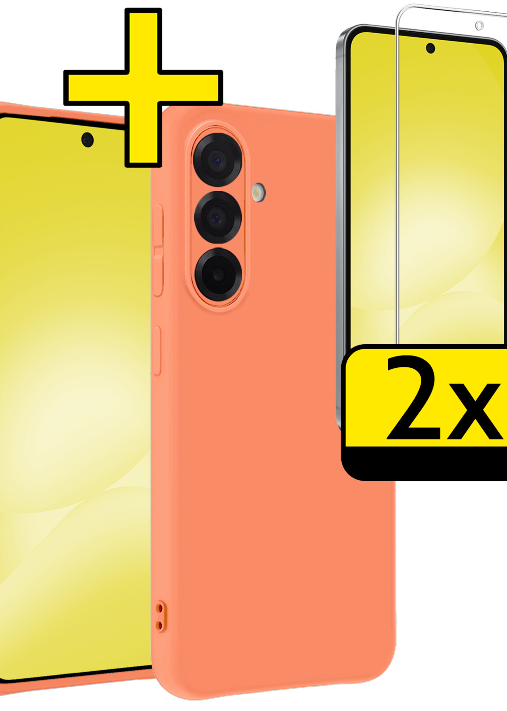 LUQ LUQ Samsung Galaxy A56 Hoesje Siliconen Met 2x Screenprotector - Perzik