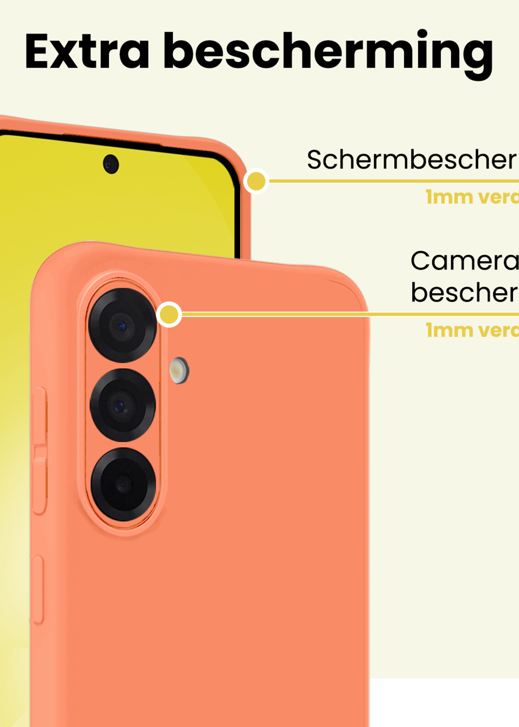 LUQ LUQ Samsung Galaxy A56 Hoesje Siliconen Met 2x Screenprotector - Perzik