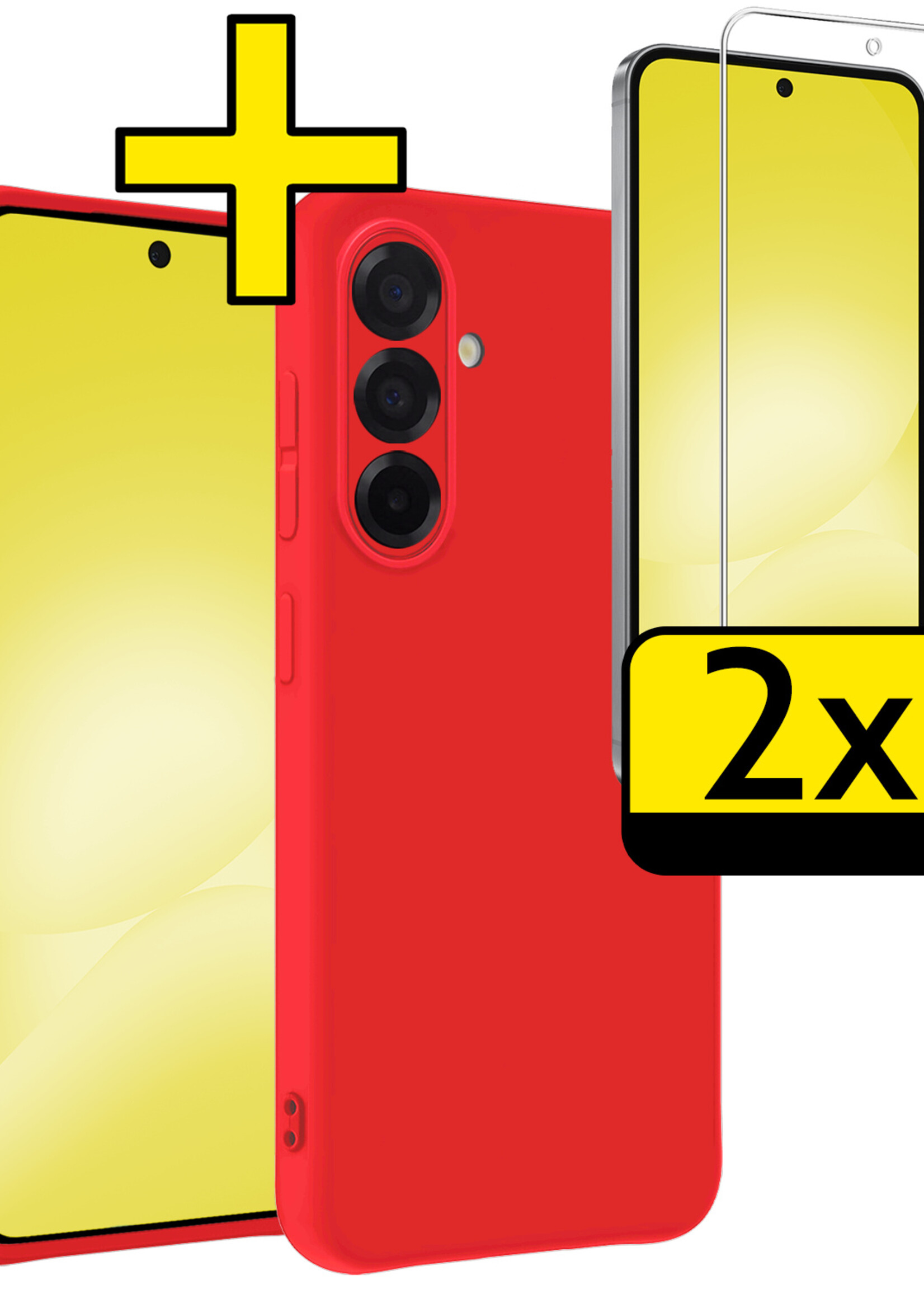 LUQ LUQ Samsung Galaxy A56 Hoesje Siliconen Met 2x Screenprotector - Rood