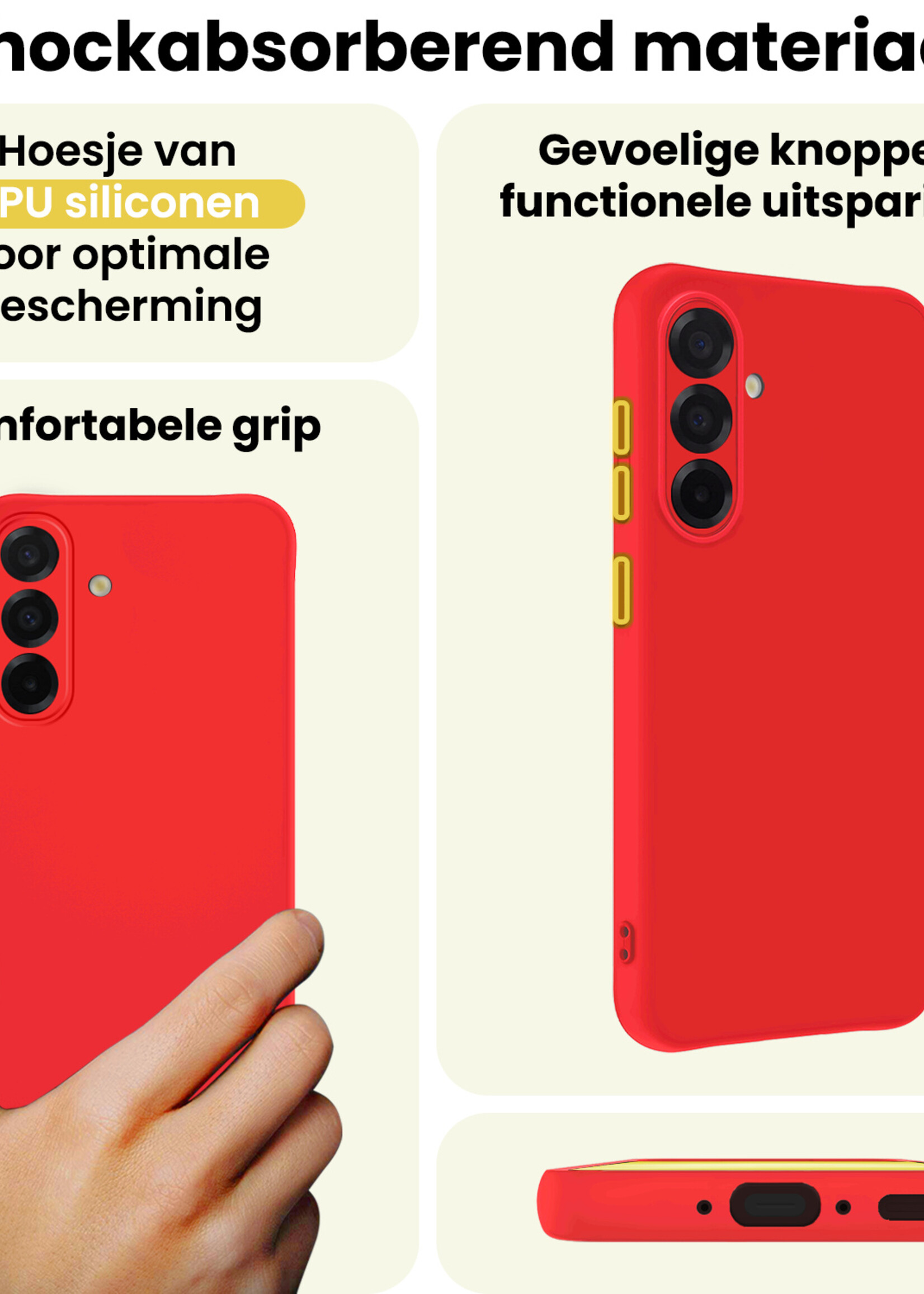 LUQ LUQ Samsung Galaxy A56 Hoesje Siliconen Met 2x Screenprotector - Rood