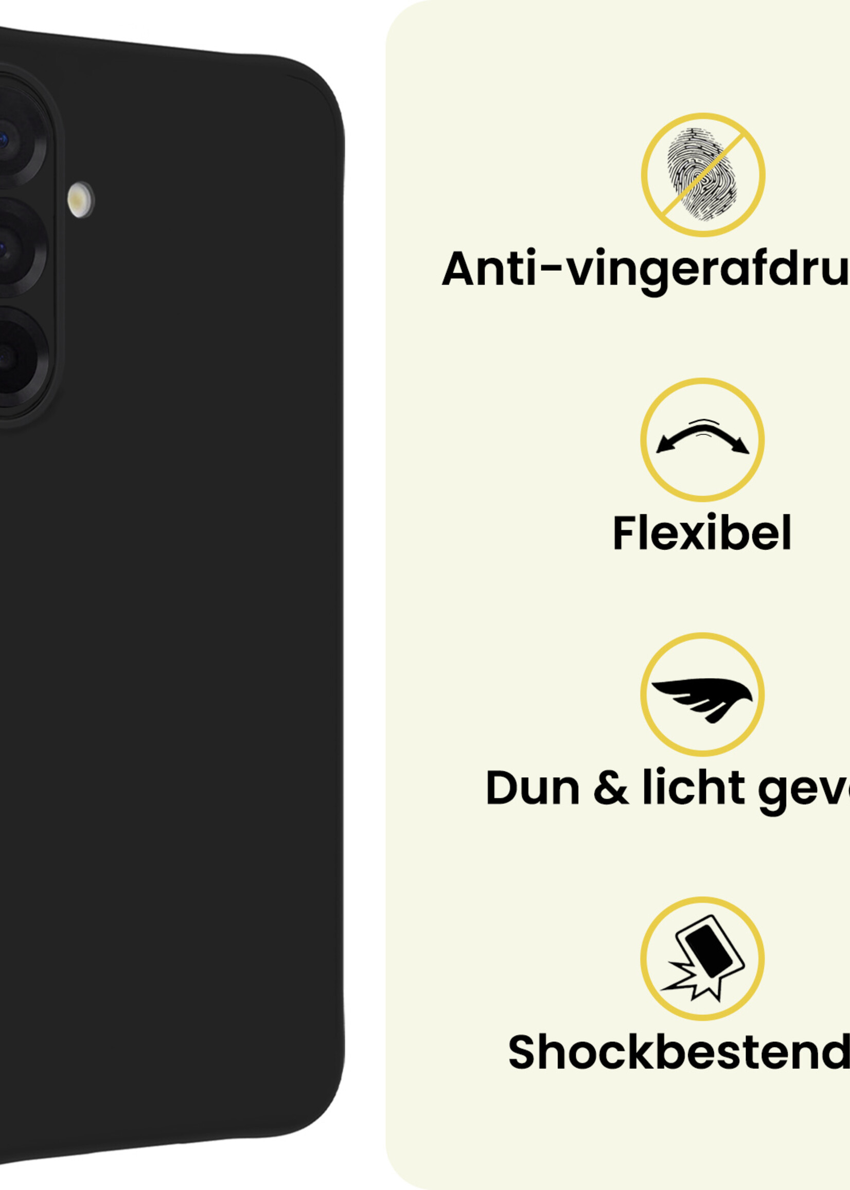 LUQ LUQ Samsung Galaxy A56 Hoesje Siliconen Met 2x Screenprotector - Zwart