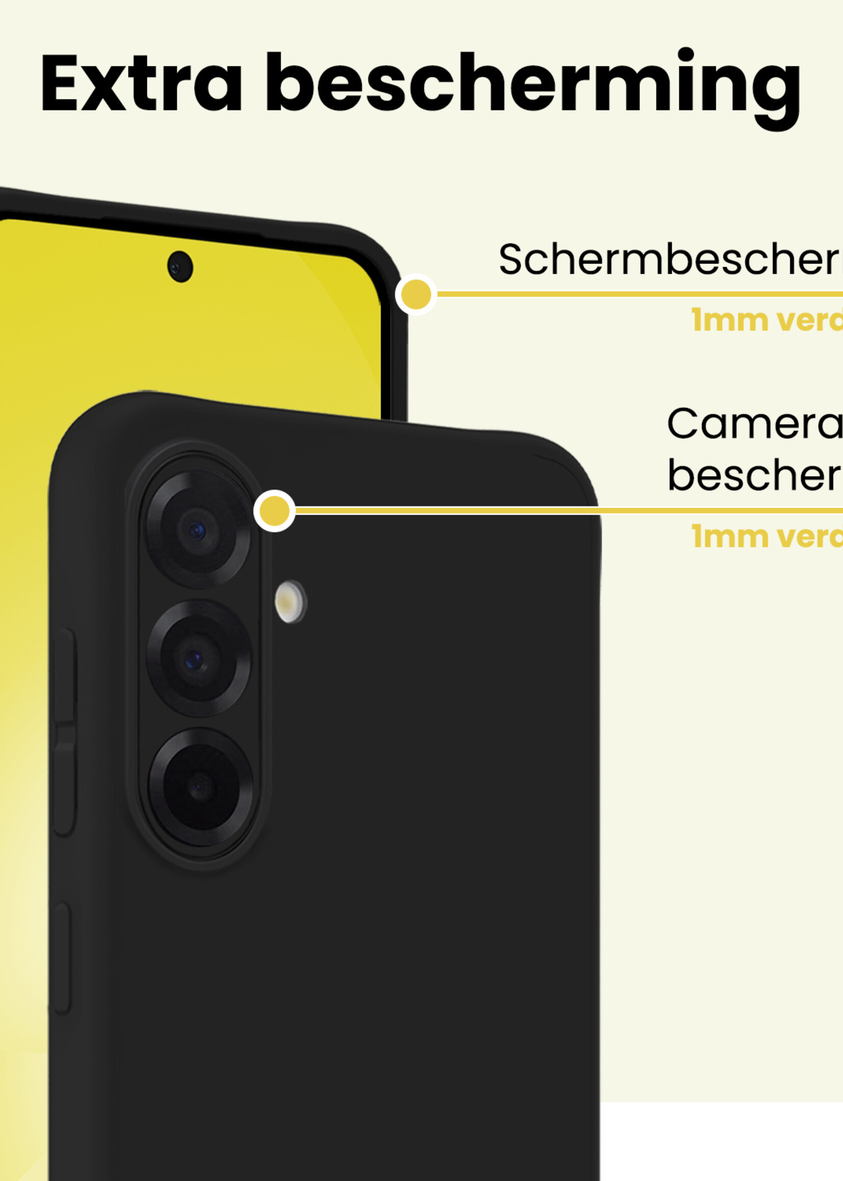 LUQ LUQ Samsung Galaxy A56 Hoesje Siliconen Met 2x Screenprotector - Zwart