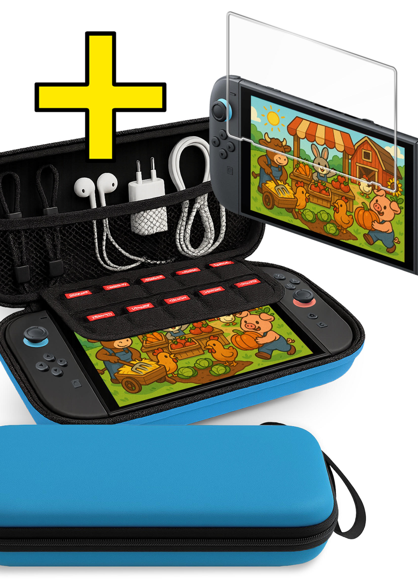 LUQ LUQ Nintendo Switch 2 Hoesje Met Screenprotector - Blauw