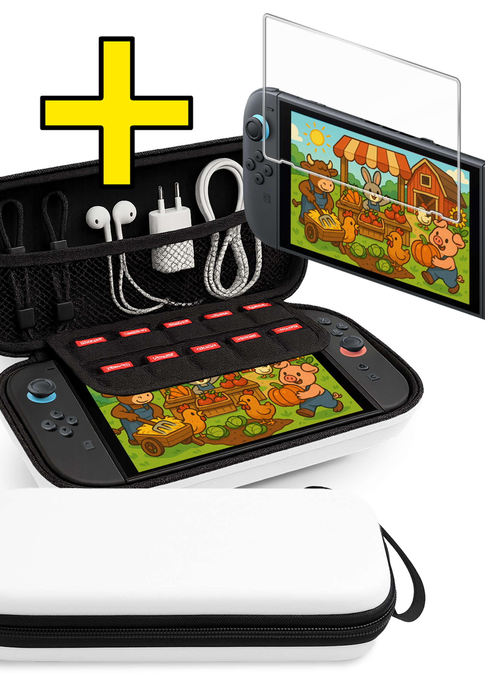 LUQ LUQ Nintendo Switch 2 Hoesje Met Screenprotector - Wit