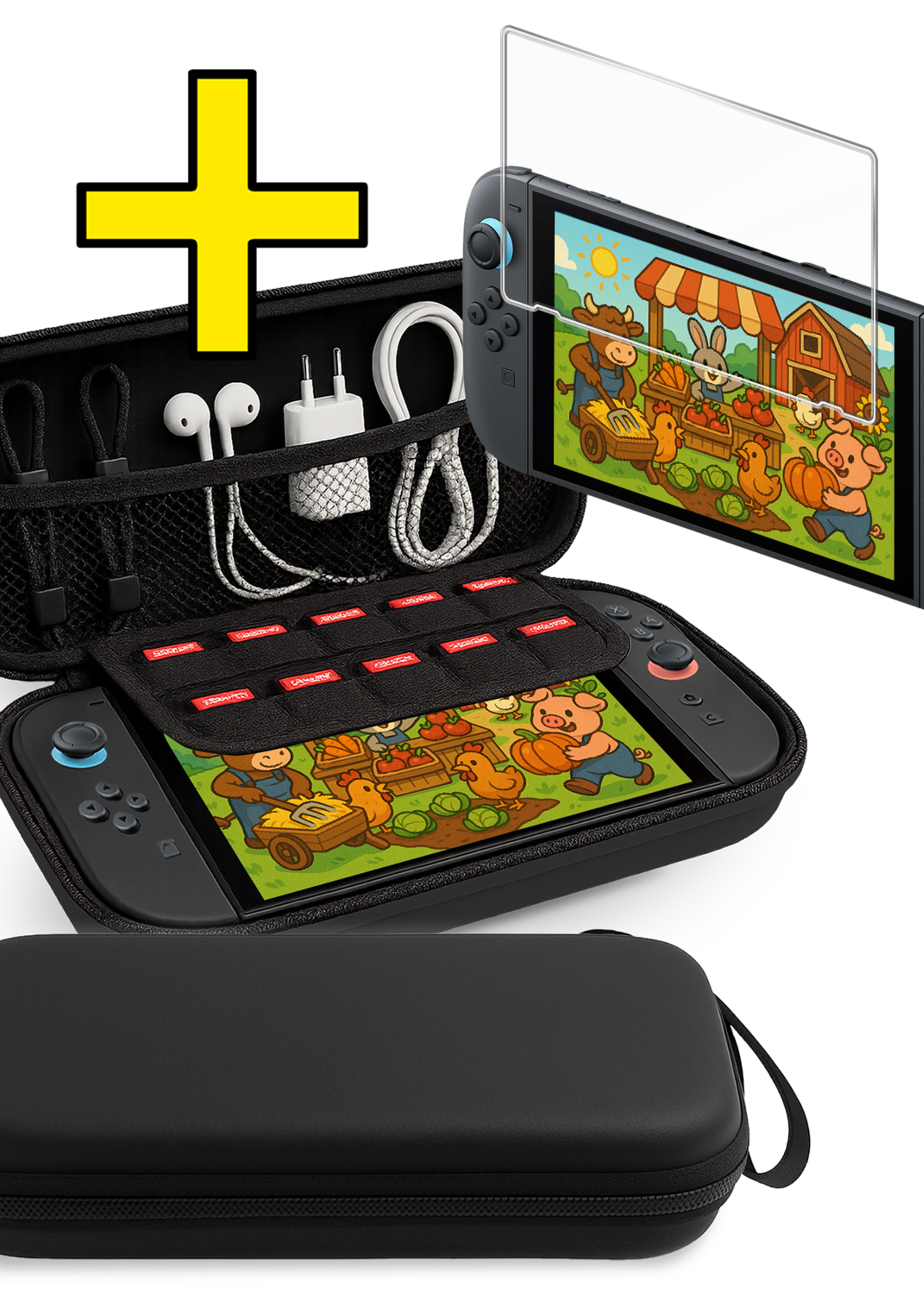 LUQ LUQ Nintendo Switch 2 Hoesje Met Screenprotector - Zwart