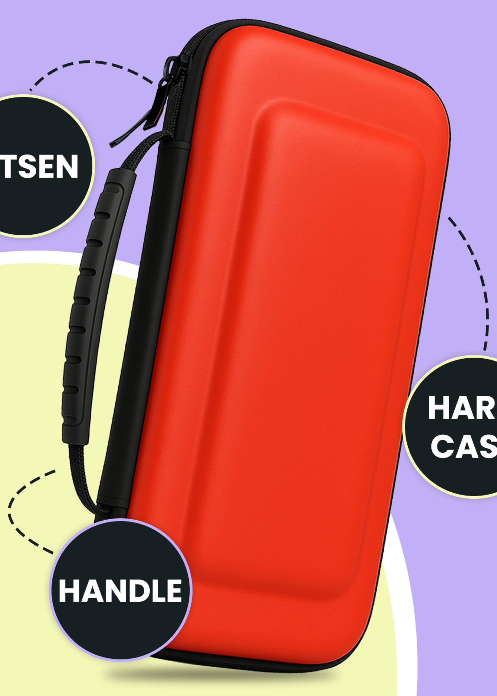 LUQ LUQ Nintendo Switch 2 Hoesje Handvat Met Screenprotector - Rood