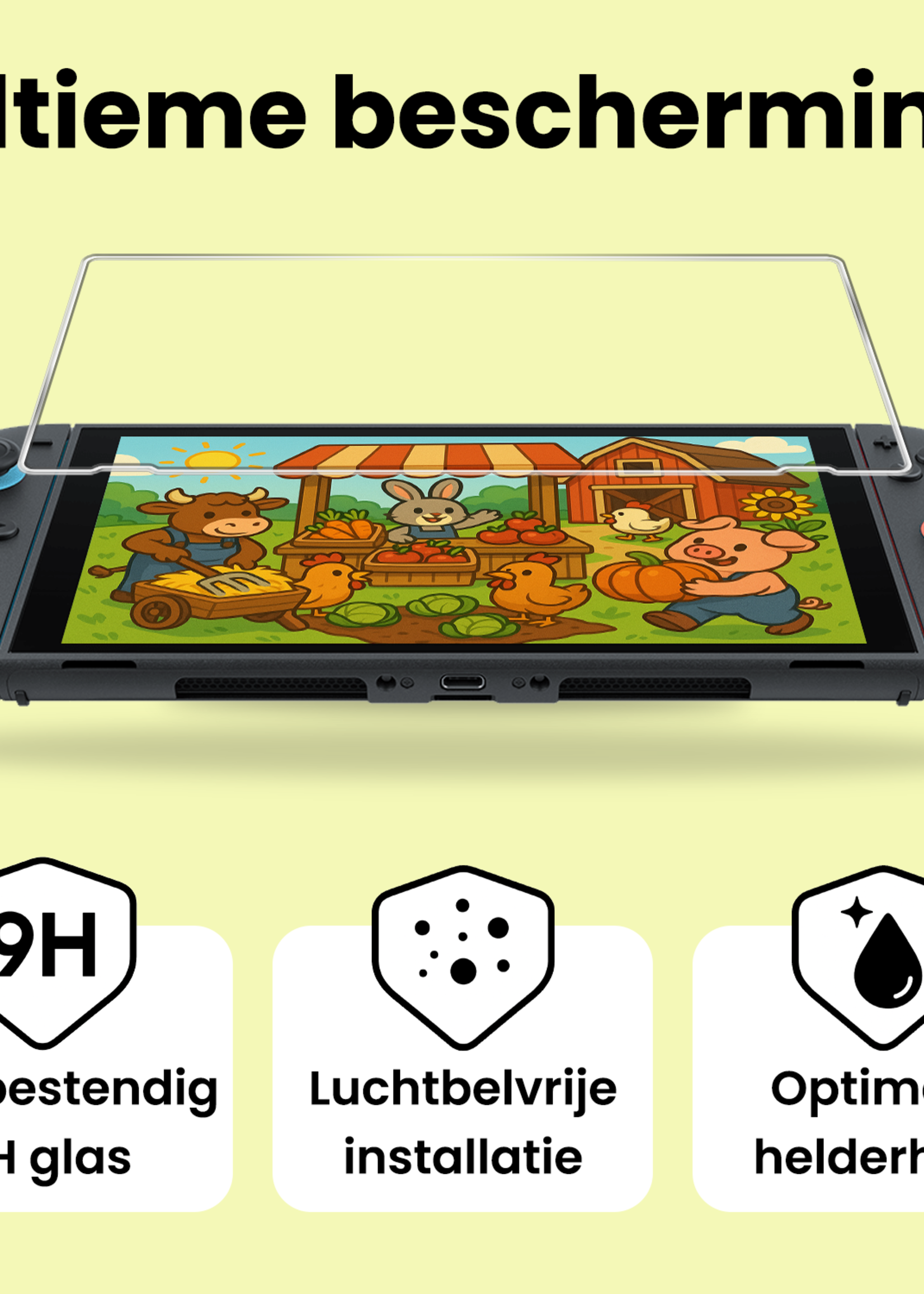 LUQ LUQ Nintendo Switch 2 Hoesje Handvat Met Screenprotector - Zwart