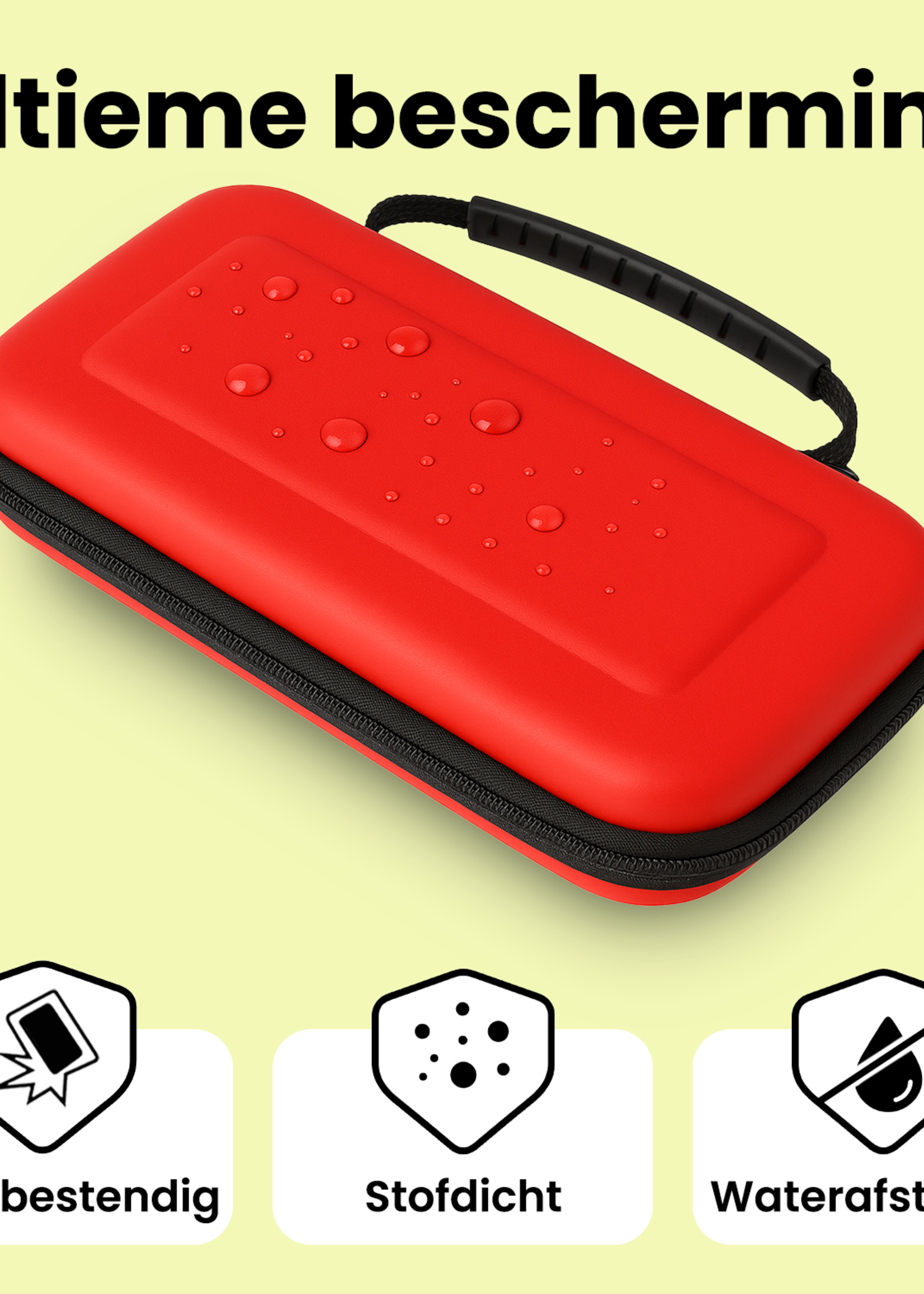 LUQ LUQ Nintendo Switch 2 Hoesje Handvat Met 2x Screenprotector - Rood