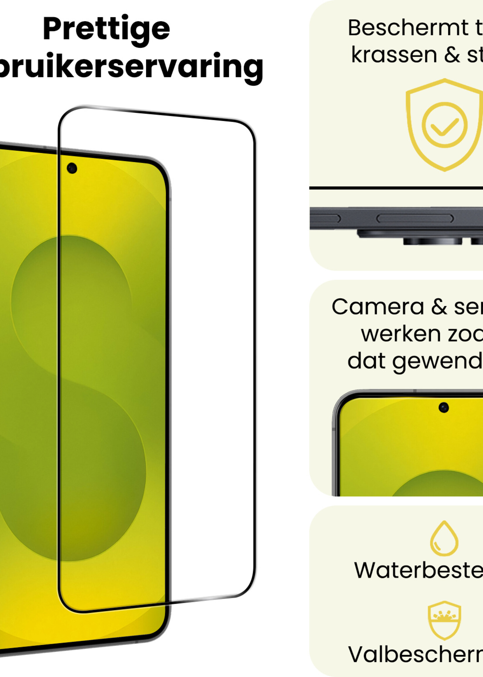 LUQ LUQ Samsung Galaxy S25 Edge Screenprotector Glas Full Cover - 3 PACK