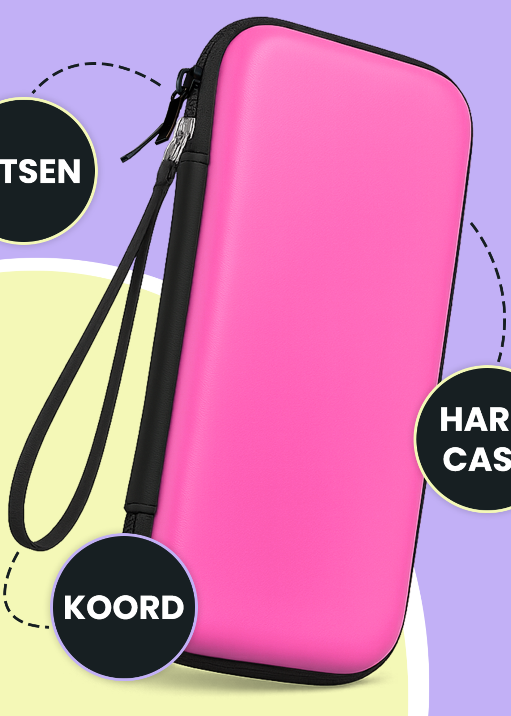 LUQ LUQ Nintendo Switch 2 Hoesje Koord Met Screenprotector - Roze