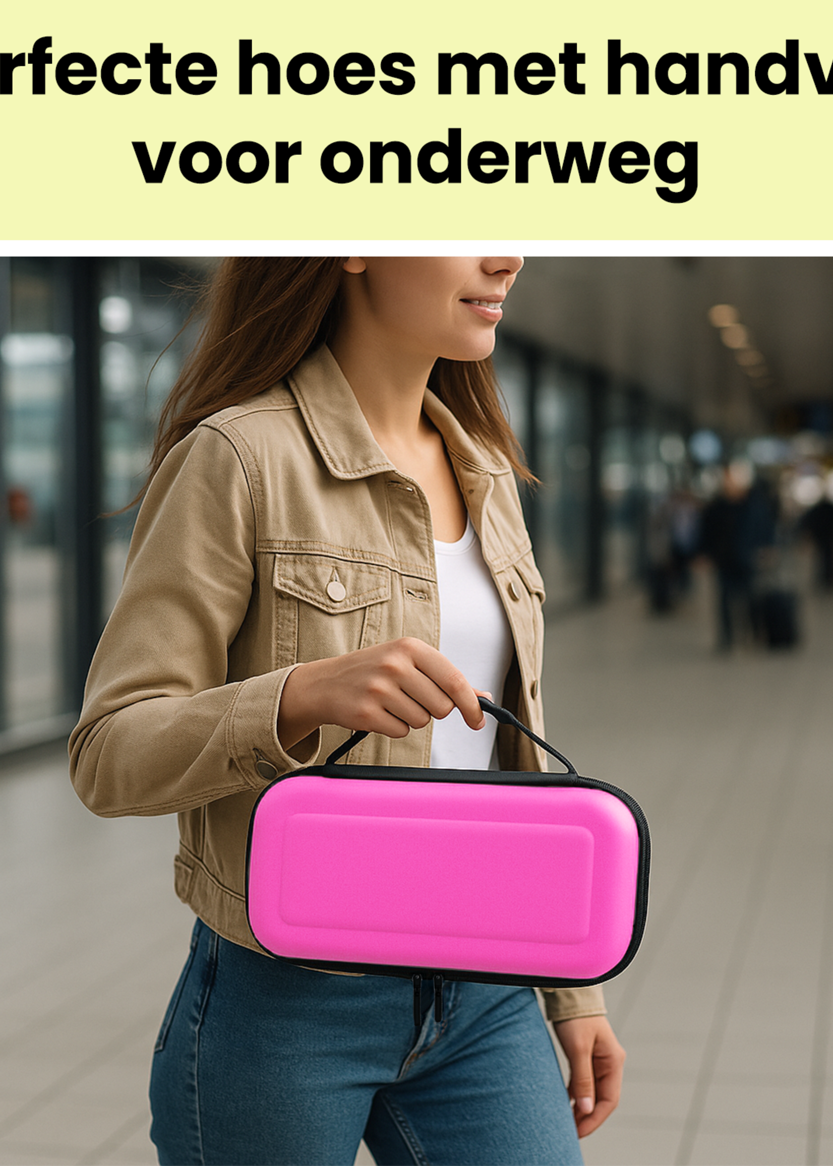 LUQ LUQ Nintendo Switch 2 Hoesje Handvat Met Screenprotector - Roze