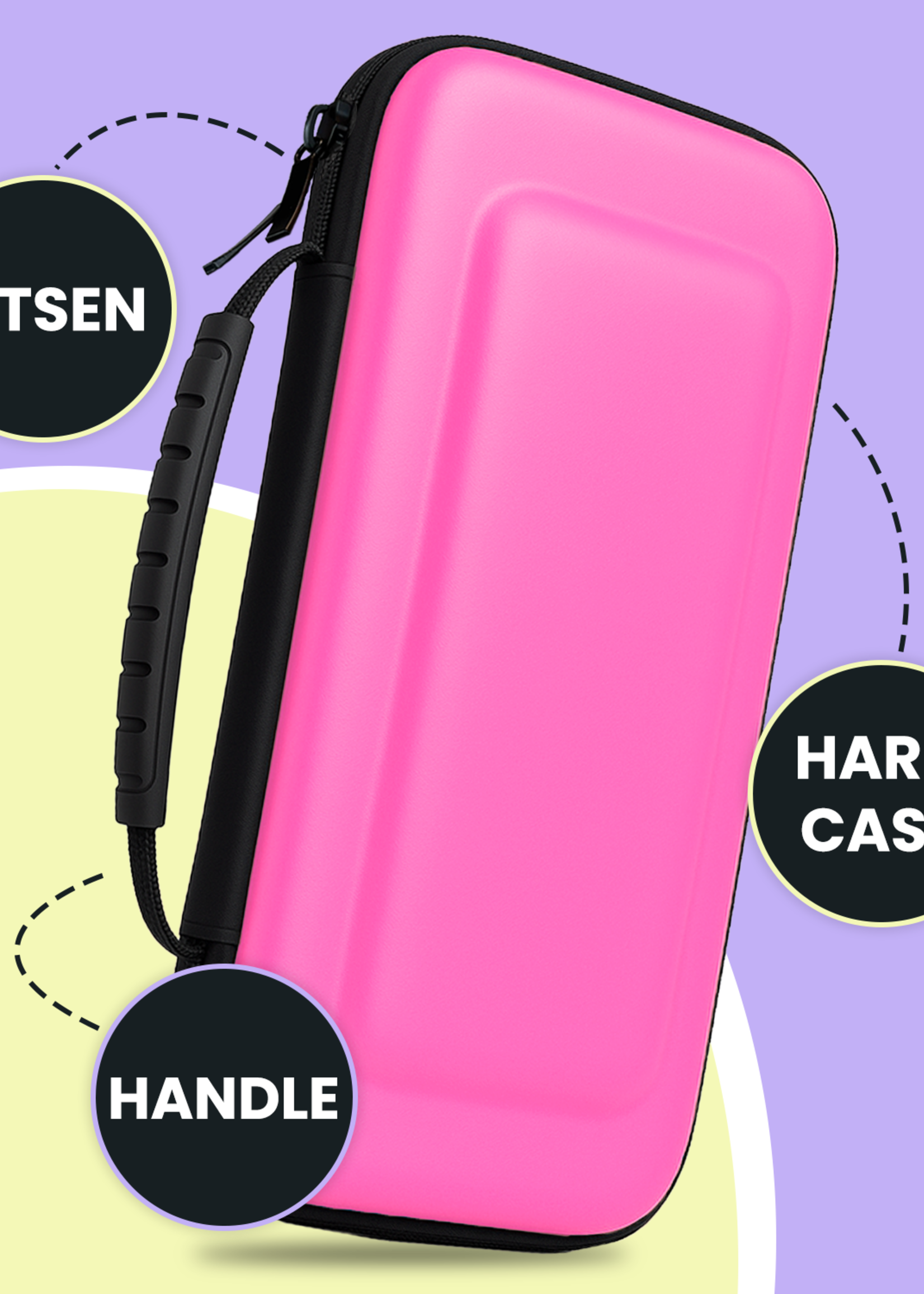 LUQ LUQ Nintendo Switch 2 Hoesje Handvat Met Screenprotector - Roze