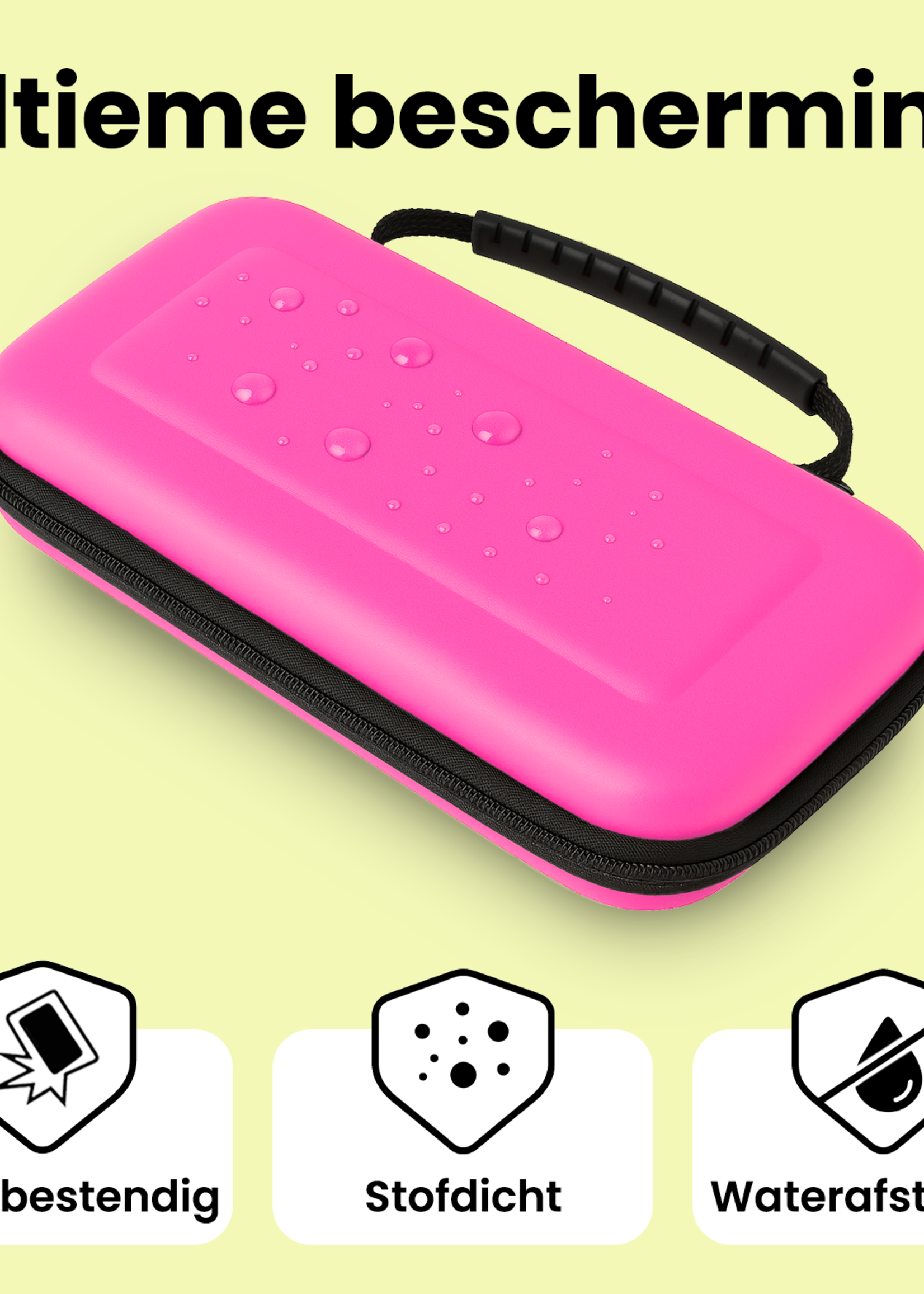 LUQ LUQ Nintendo Switch 2 Hoesje Handvat Met 2x Screenprotector - Roze