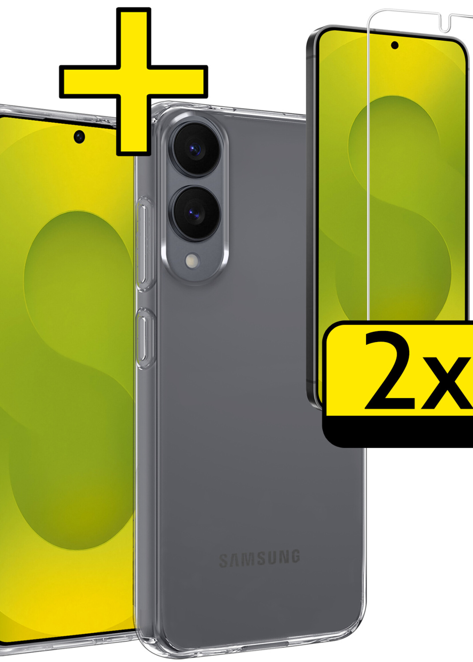 LUQ LUQ Samsung Galaxy S25 Edge Hoesje Siliconen Met 2x Screenprotector - Transparant