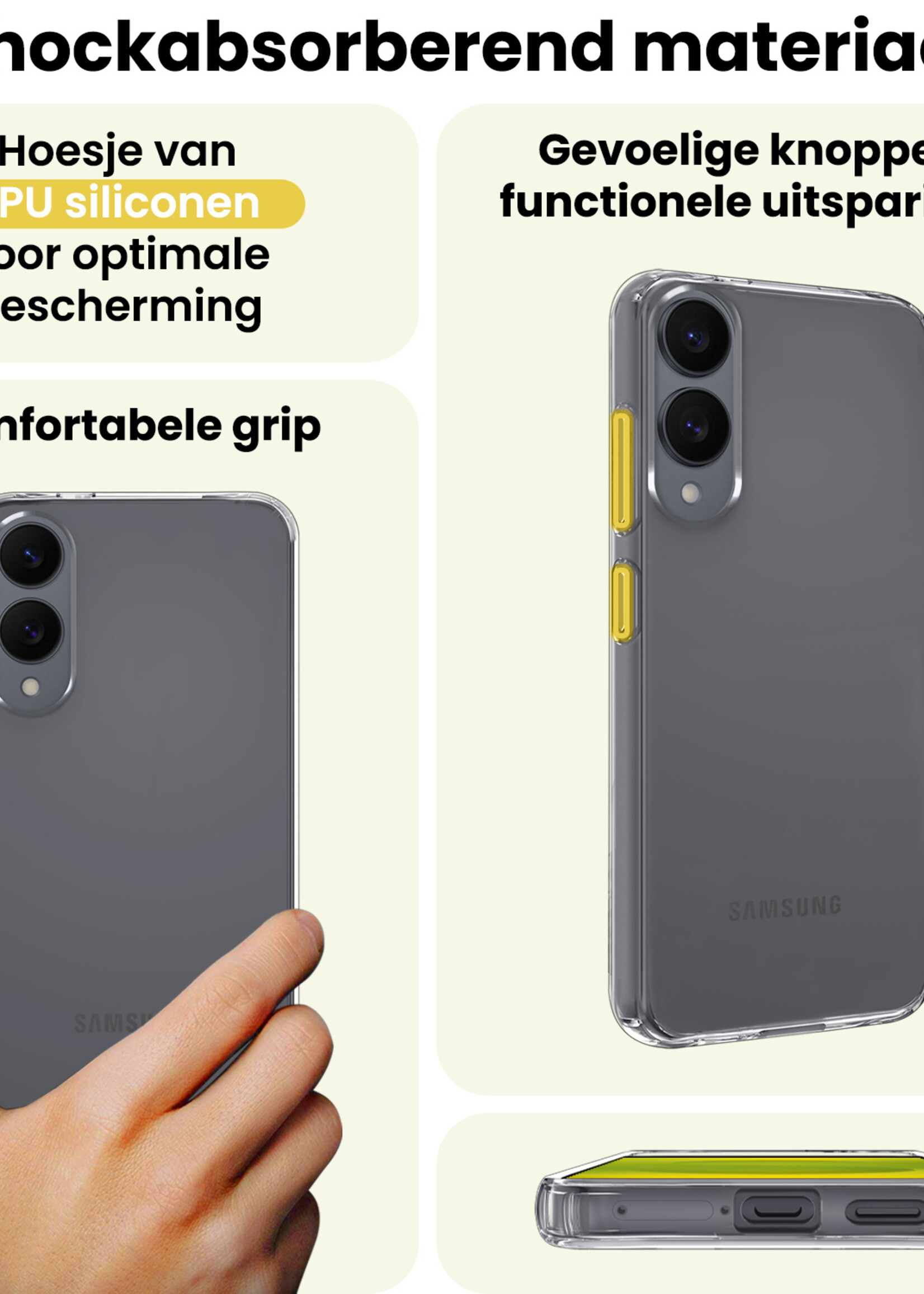 LUQ LUQ Samsung Galaxy S25 Edge Hoesje Siliconen Met 2x Screenprotector - Transparant