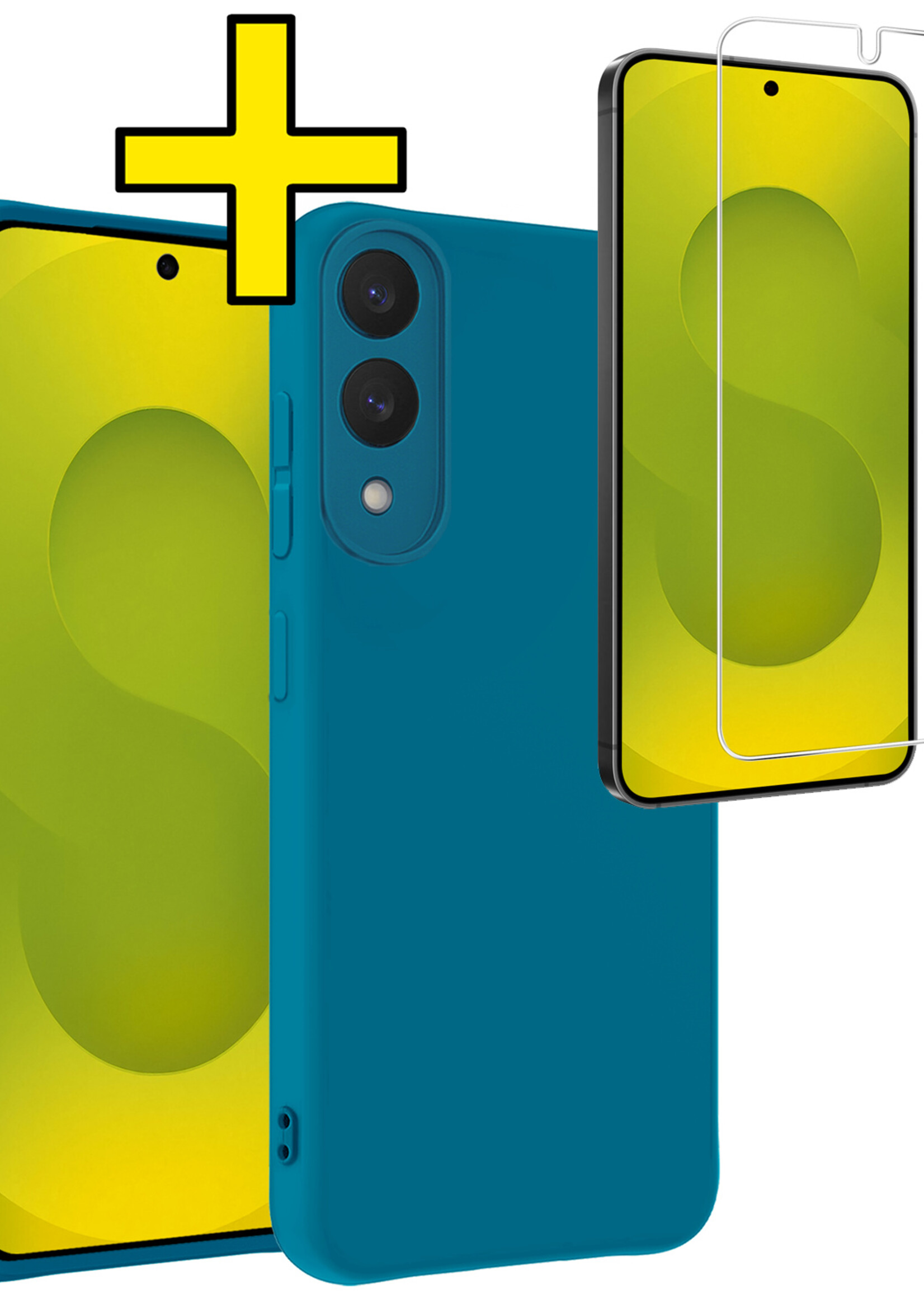 LUQ LUQ Samsung Galaxy S25 Edge Hoesje Siliconen Met Screenprotector - Donkerblauw