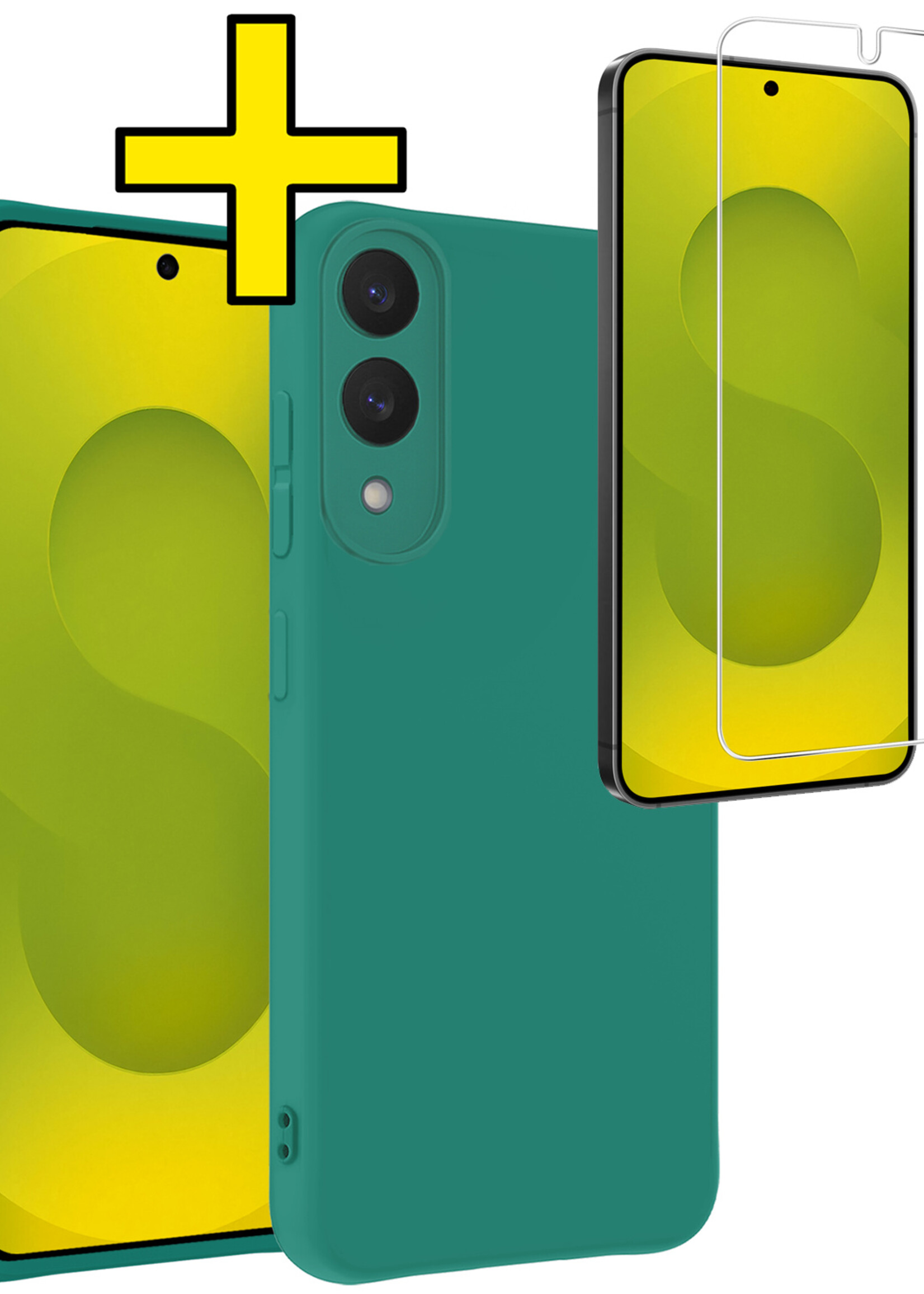 LUQ LUQ Samsung Galaxy S25 Edge Hoesje Siliconen Met Screenprotector - Donkergroen