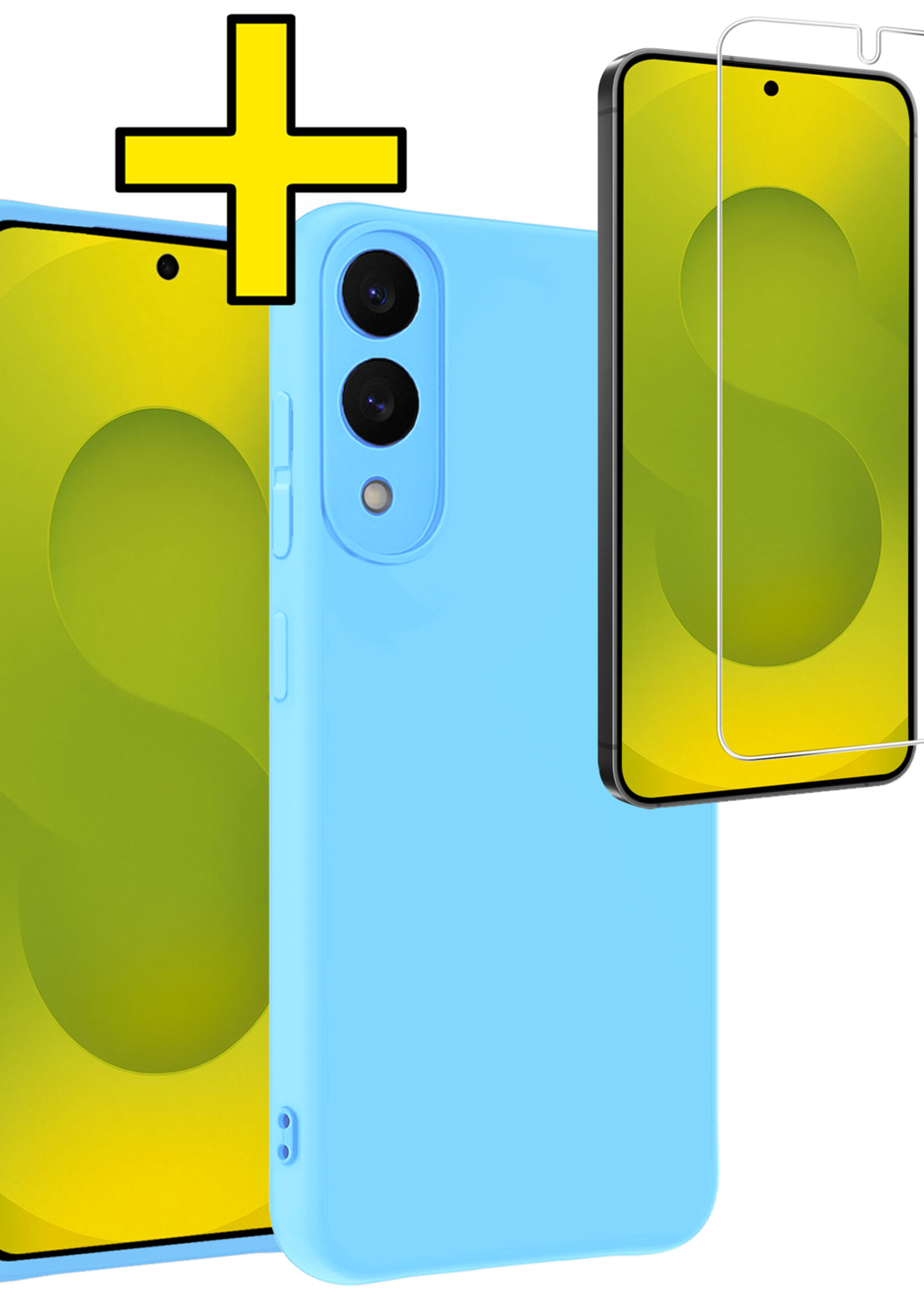 LUQ LUQ Samsung Galaxy S25 Edge Hoesje Siliconen Met Screenprotector - Lichtblauw