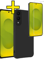 LUQ LUQ Samsung Galaxy S25 Edge Hoesje Siliconen Met Screenprotector - Zwart
