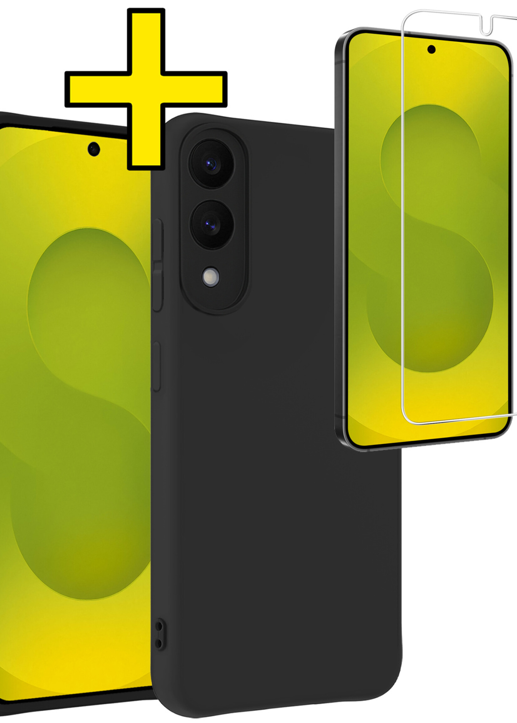 LUQ LUQ Samsung Galaxy S25 Edge Hoesje Siliconen Met Screenprotector - Zwart