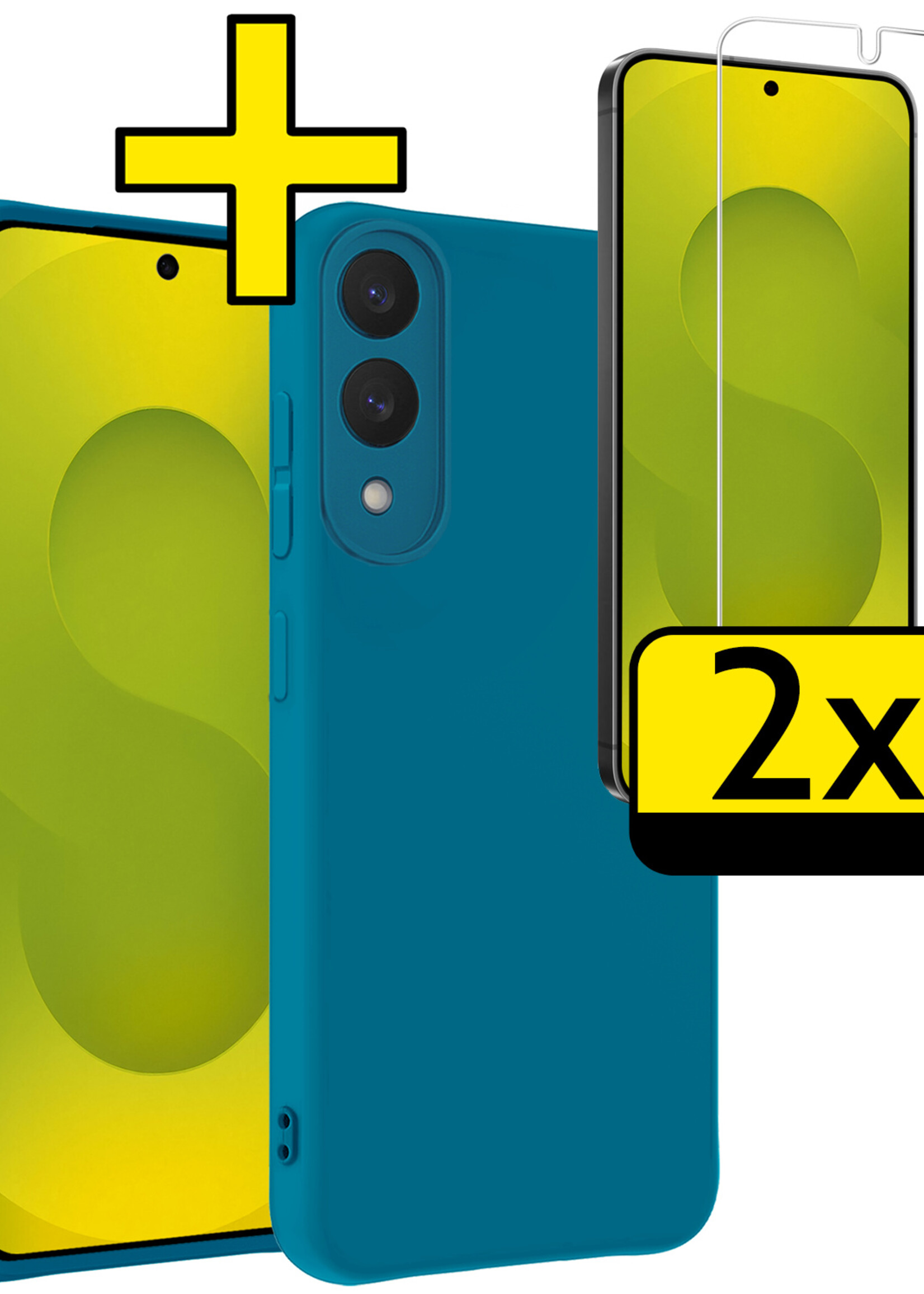 LUQ LUQ Samsung Galaxy S25 Edge Hoesje Siliconen Met 2x Screenprotector - Donkerblauw