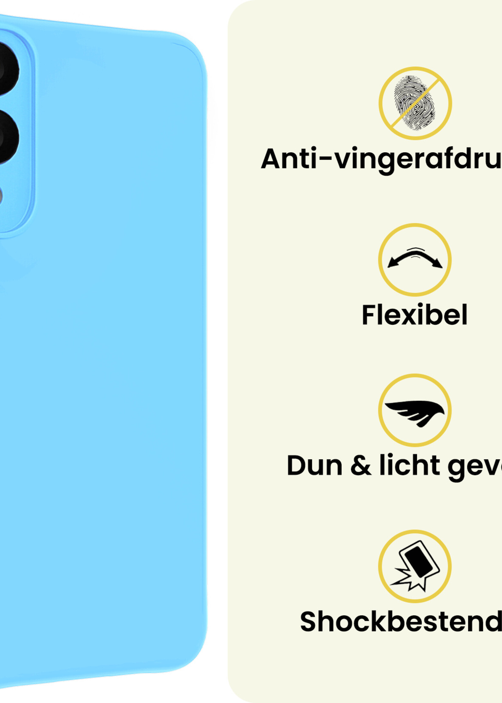 LUQ LUQ Samsung Galaxy S25 Edge Hoesje Siliconen Met 2x Screenprotector - Lichtblauw