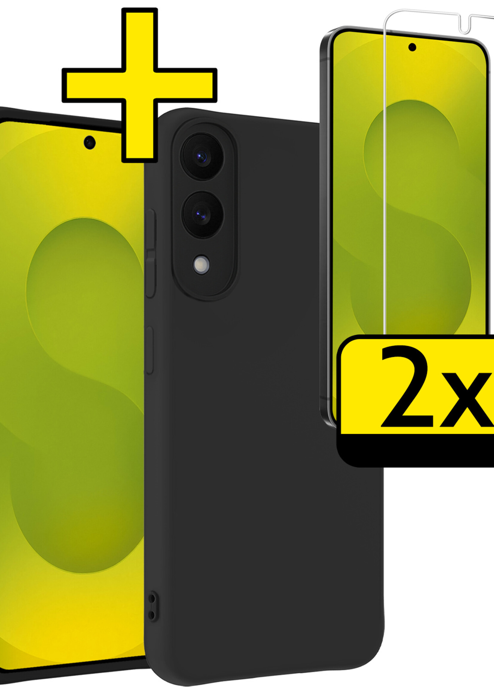 LUQ LUQ Samsung Galaxy S25 Edge Hoesje Siliconen Met 2x Screenprotector - Zwart