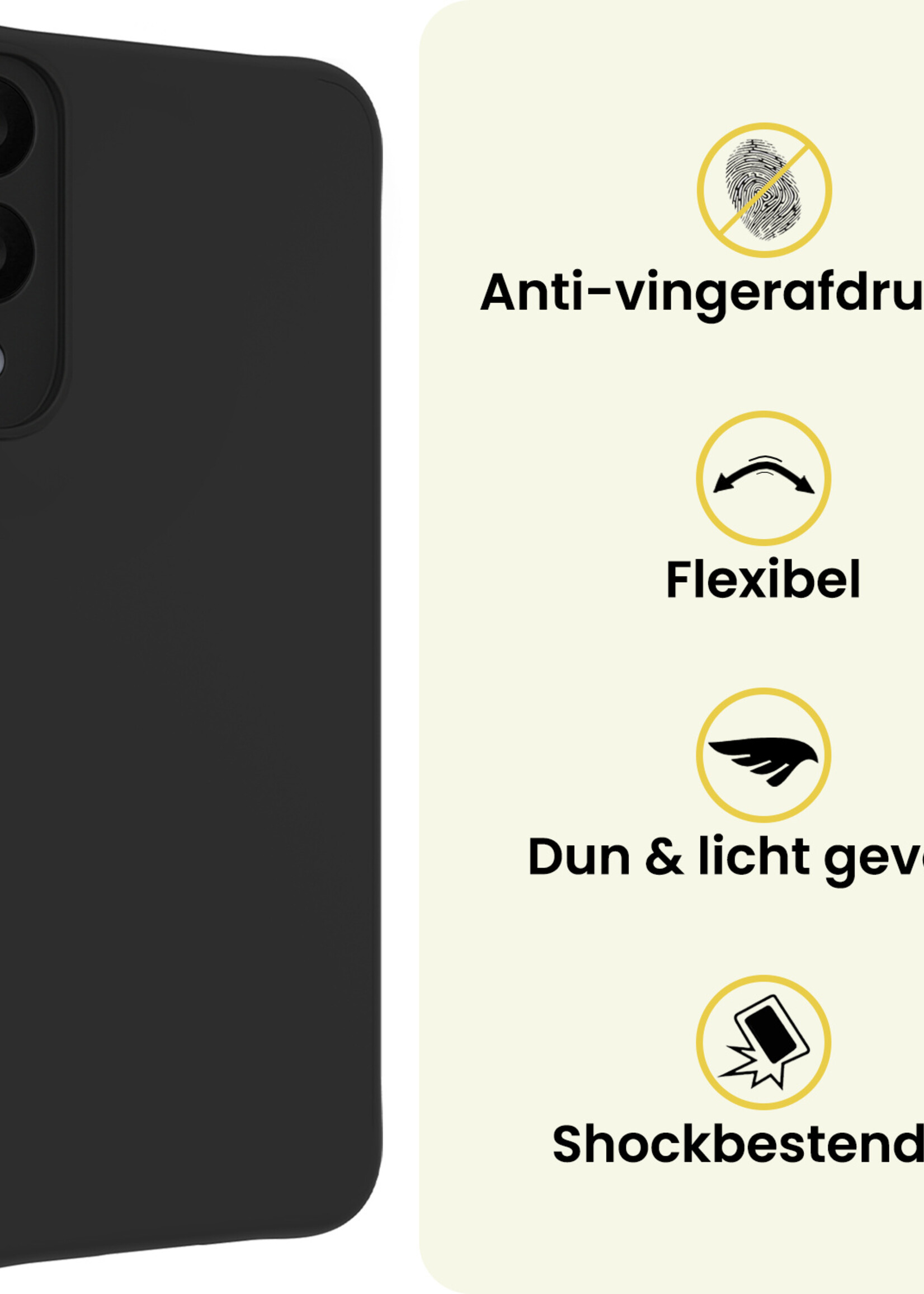 LUQ LUQ Samsung Galaxy S25 Edge Hoesje Siliconen Met 2x Screenprotector - Zwart