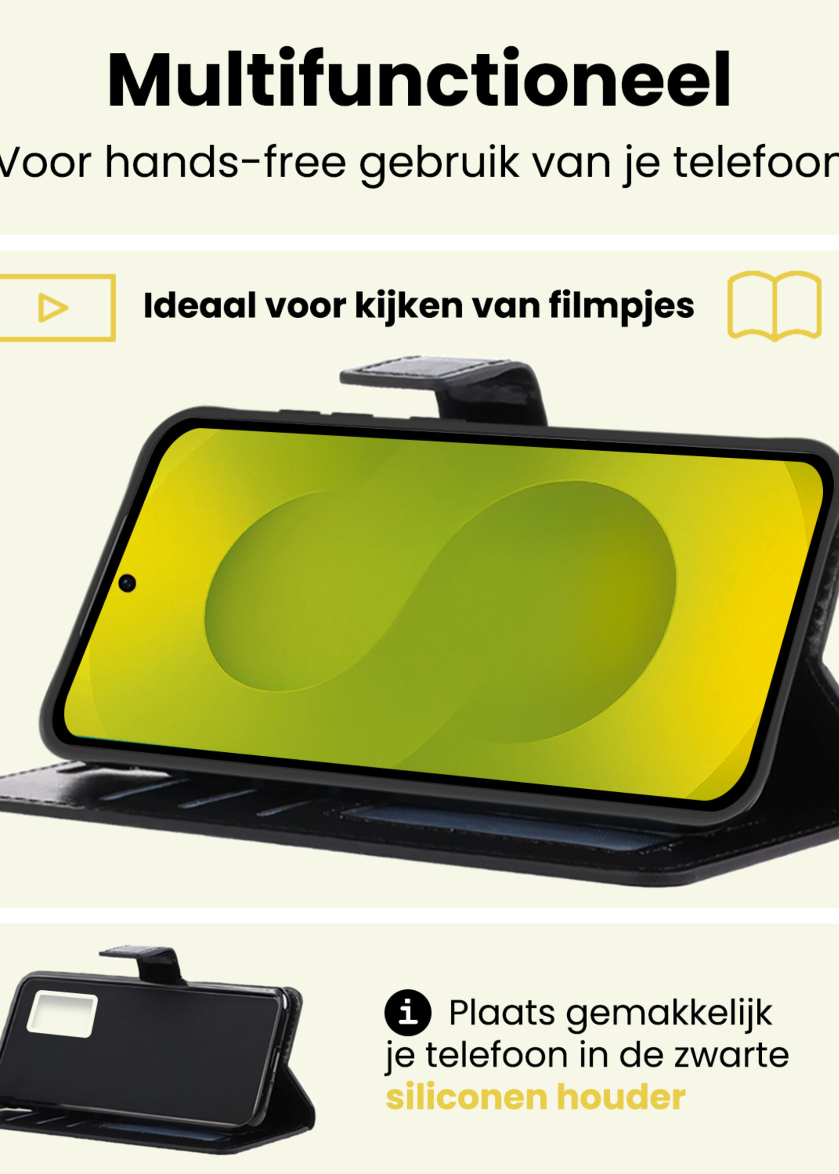 LUQ LUQ Samsung Galaxy S25 Edge Hoesje Bookcase Met Screenprotector - Zwart