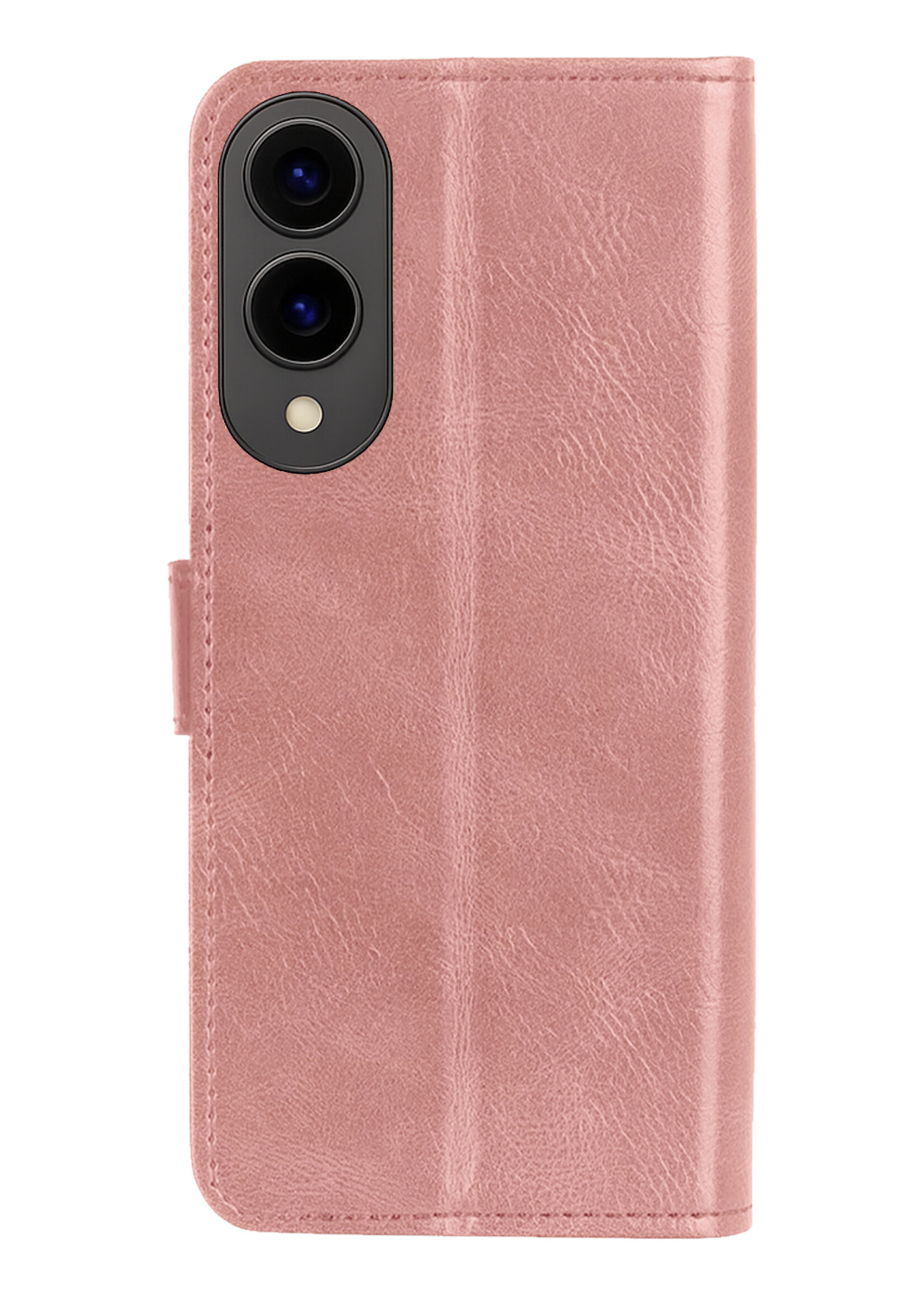LUQ LUQ Samsung Galaxy S25 Edge Hoesje Bookcase Met 2x Screenprotector - Rose Goud