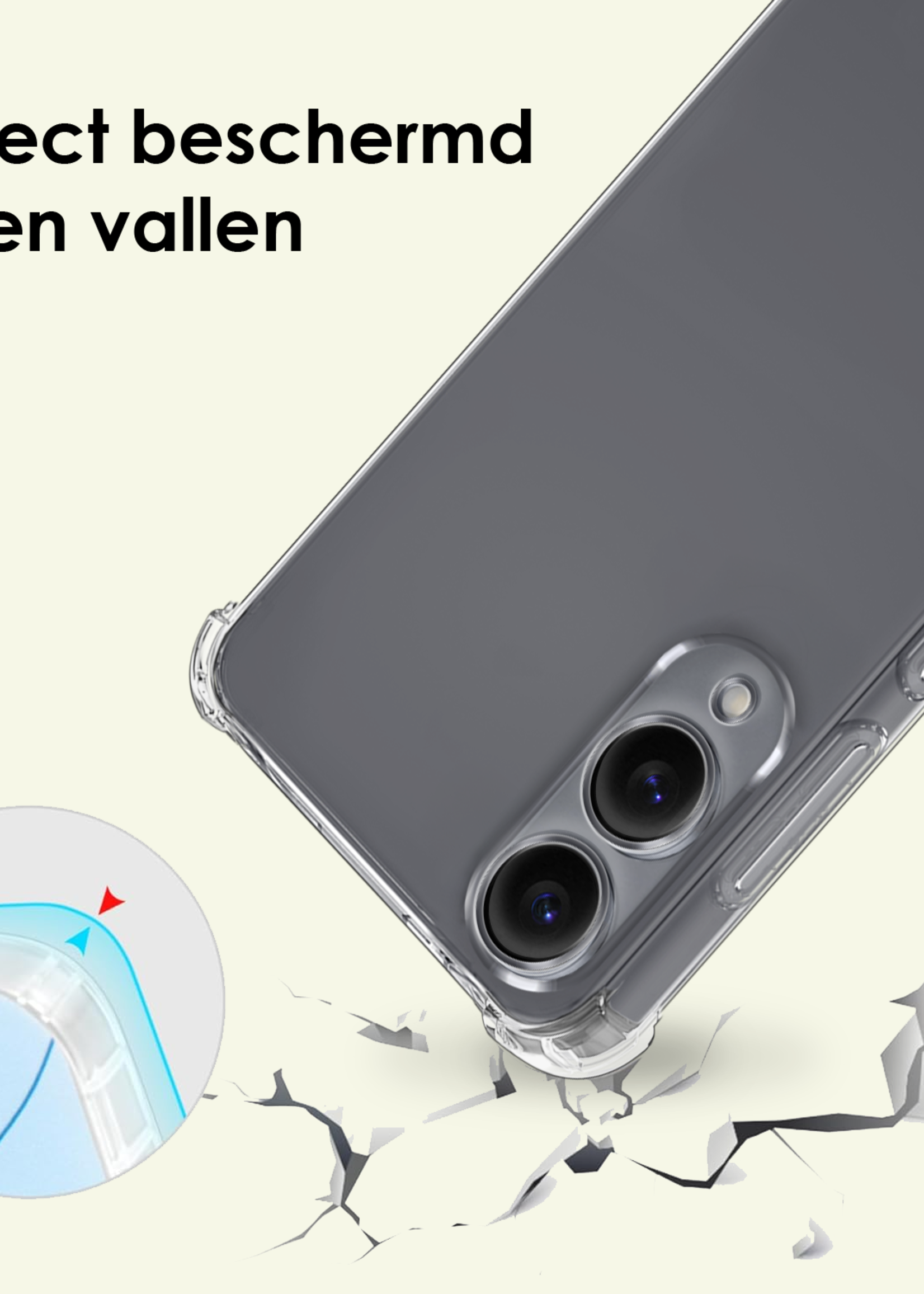 LUQ LUQ Samsung Galaxy S25 Edge Hoesje Transparant Shockproof Met Zwart Koord