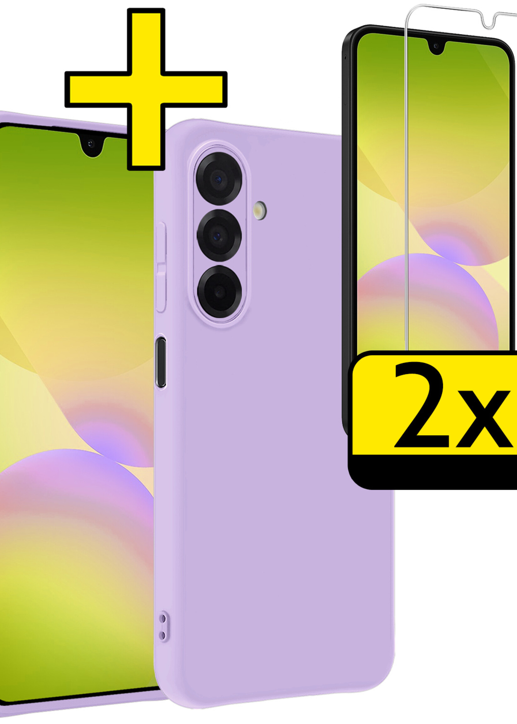 LUQ LUQ Samsung Galaxy A26 Hoesje Siliconen Met 2x Screenprotector - Lila