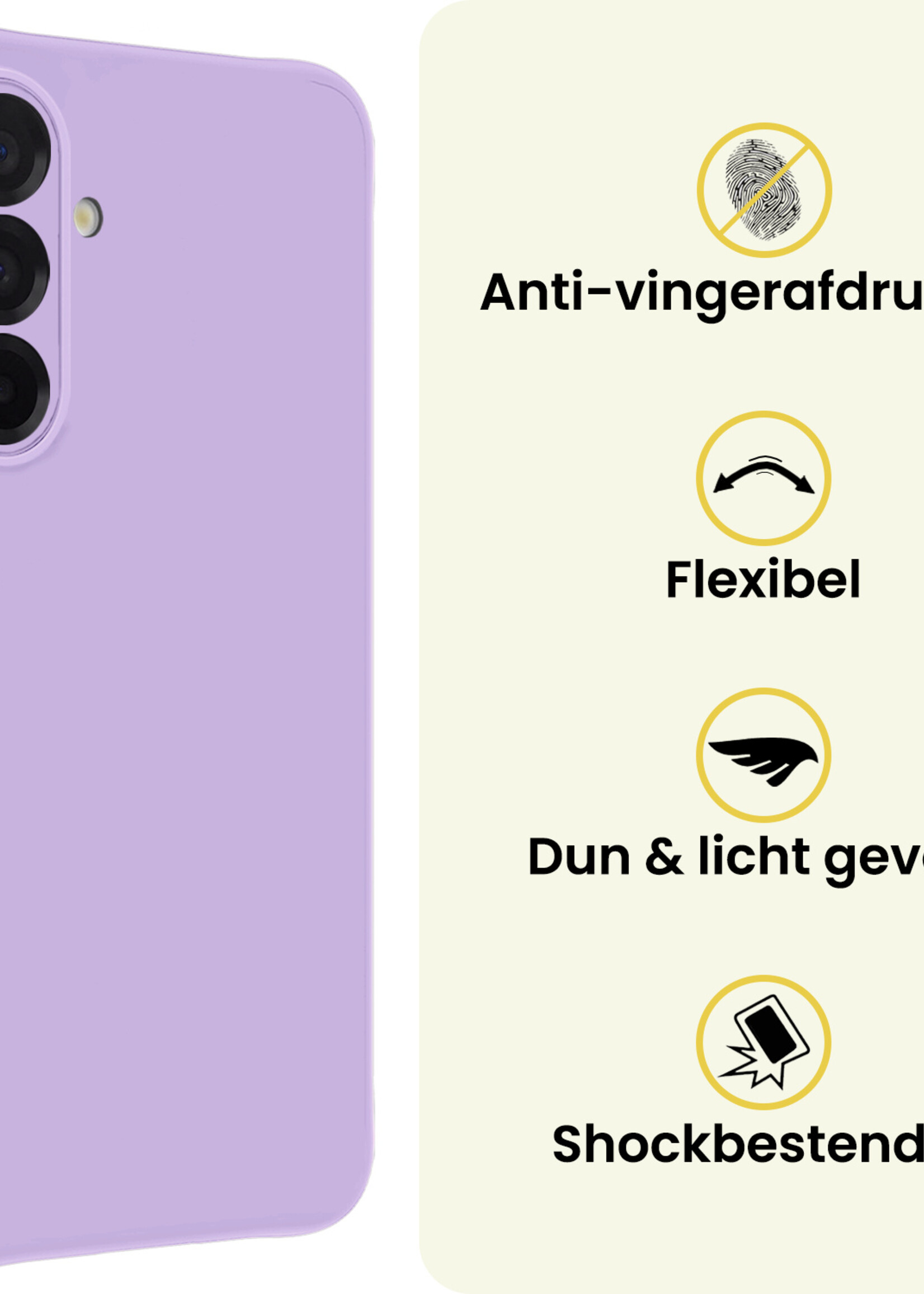 LUQ LUQ Samsung Galaxy A26 Hoesje Siliconen Met 2x Screenprotector - Lila