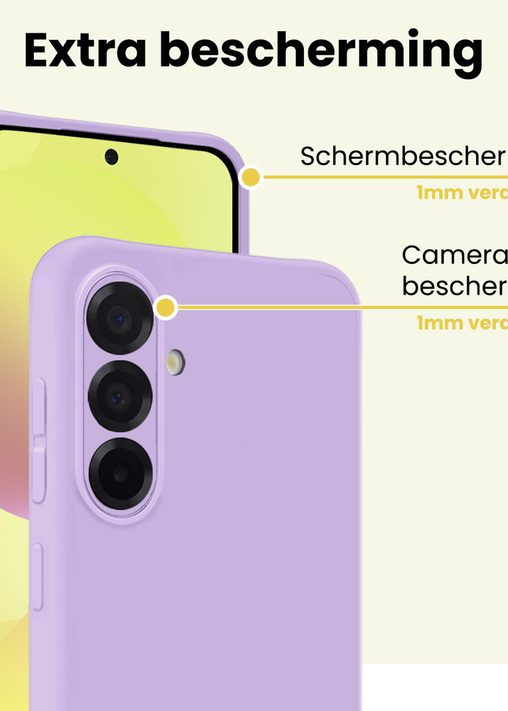 LUQ LUQ Samsung Galaxy A36 Hoesje Siliconen Met 2x Screenprotector - Lila